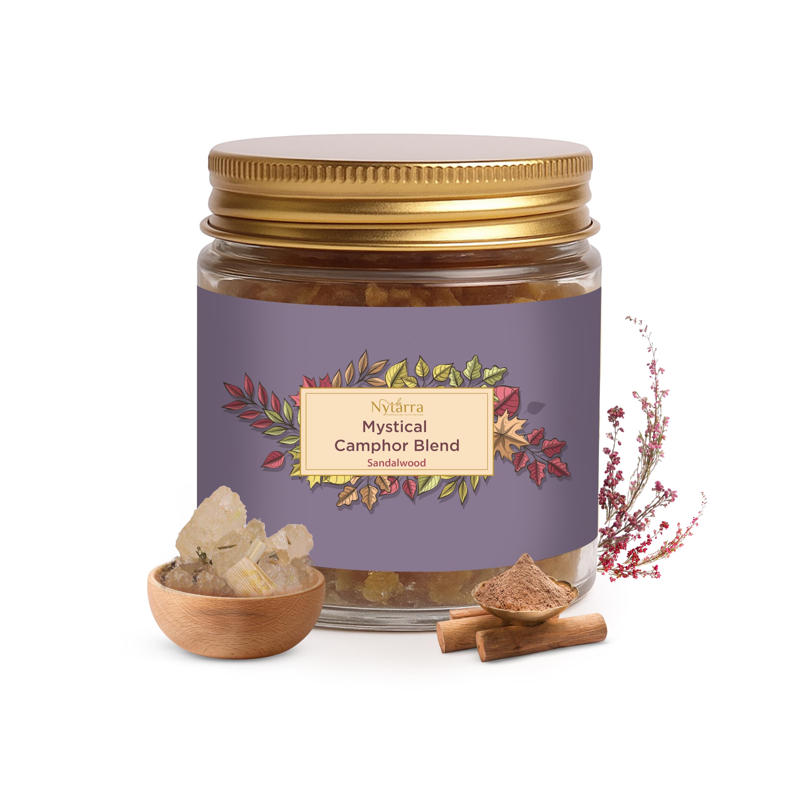 Nytarra Sandalwood Mystical Camphor Blend - 70G | Pure Kapoor/Kapooram For Diffuser, Daily Use & Meditation | Infused With Herbs