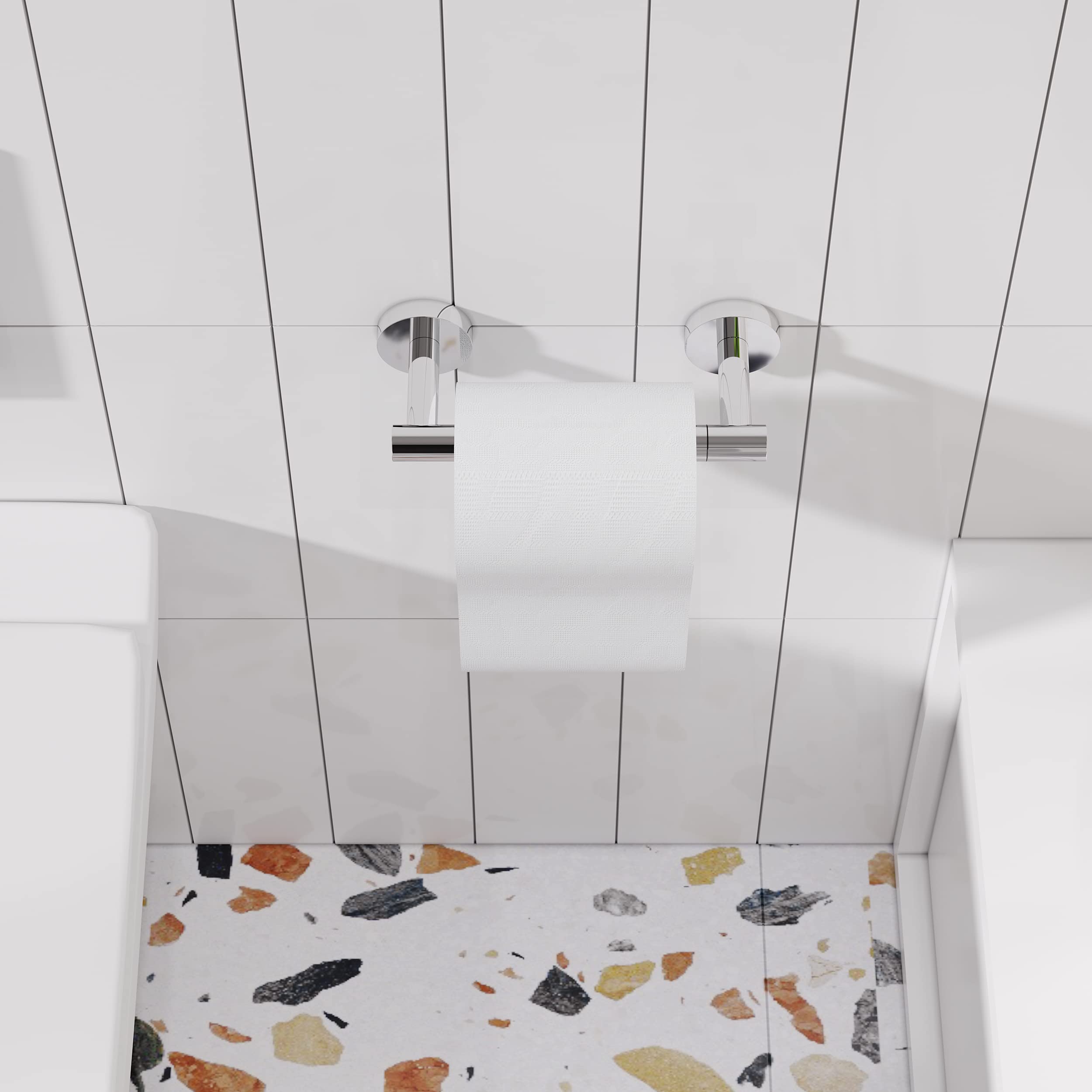 Rarxtr Polished Finish Toilet Paper Holder Sus304 Stainless Steel Double Post Pivoting Toilet Paper Roll Holder Wall Mounted Toi