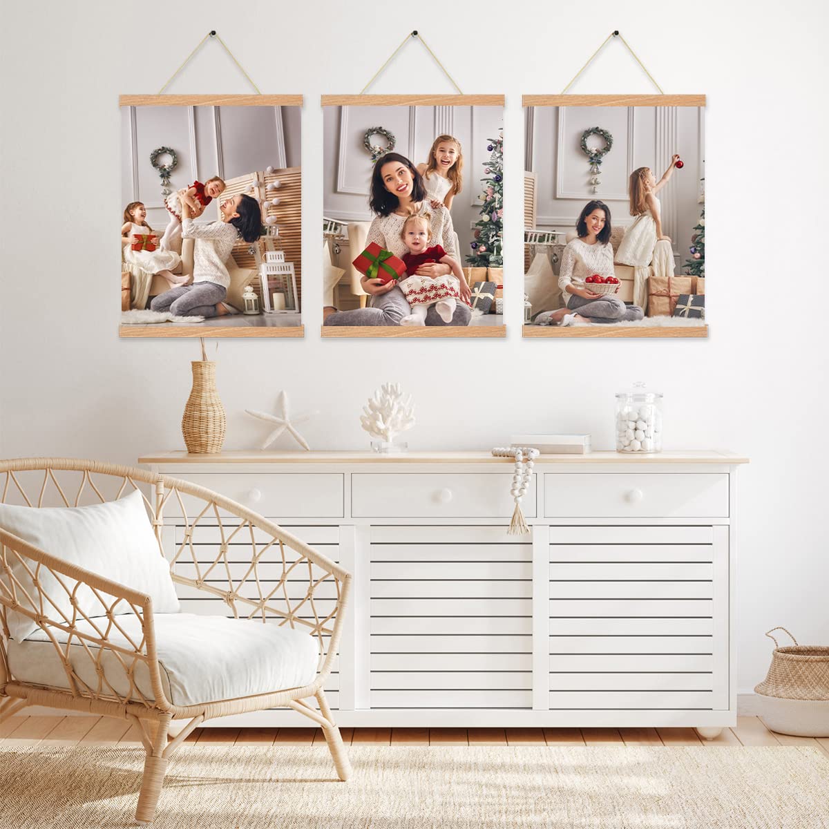 YK Artwood 3 Pack Magnetic Poster Hanger Frame 16 Inch 16x20 16x24 16x16 Poster Frame Wood Magnet Frames Hangers for Photos  Pictures  Prints  Maps  Scrolls and Canvas Artwork  Diamond Art Painting Pine Color