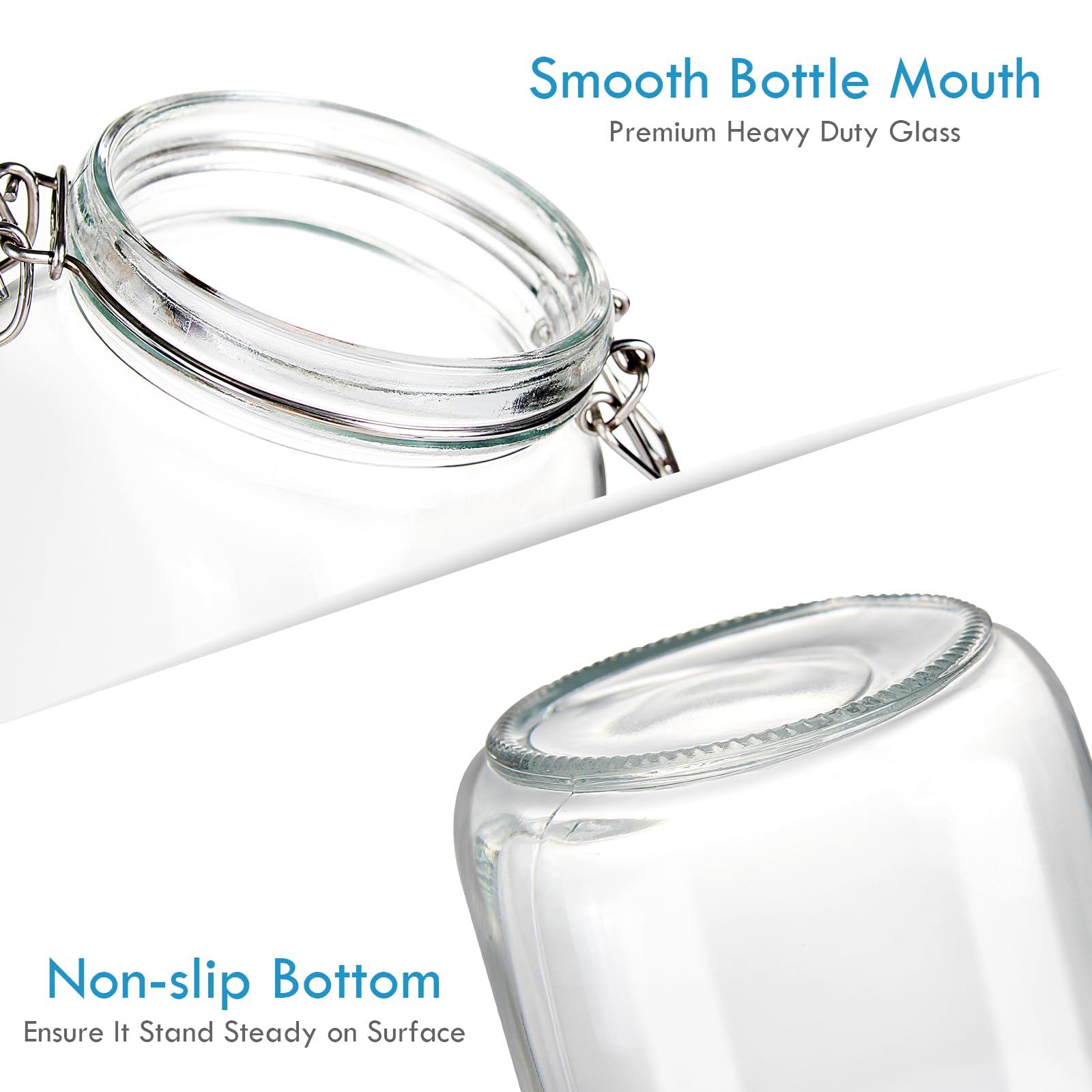 Yeboda 48Oz Food Storage Canister Glass Jars With Clamp Airtight Lids And Silicone Gaskets For Multi-Purpose Kitchen Containers