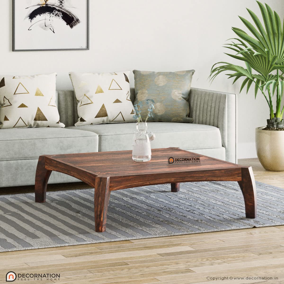 Decornation Medora Solid Wooden Coffee Table/Centre Table  Centre Piece, Walnut Coating For Living Room, Hall, Bedroom, Office 