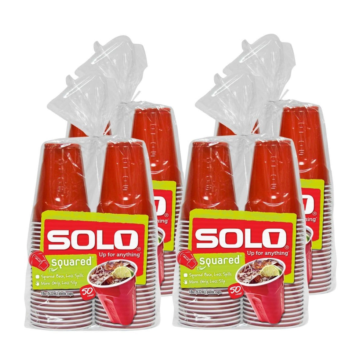 Solo Cup Company Red Squared Plastic Party, 18 Ounce, 200 Count, 50 Count (Pack Of 4)