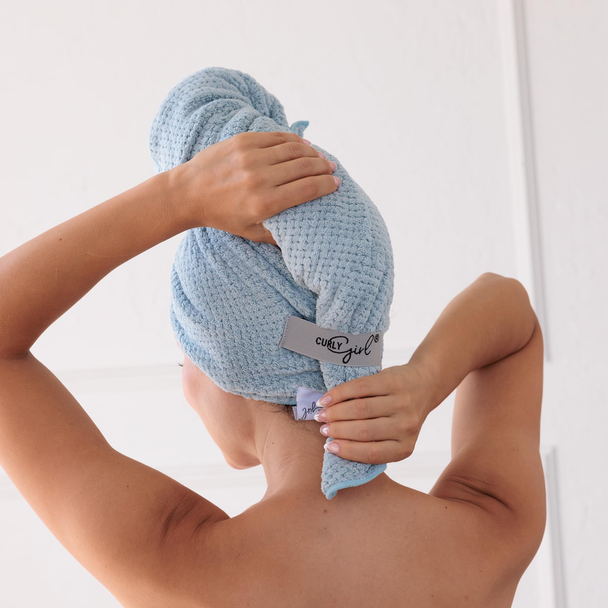 Curly Girl Microfiber Hair Towel with Strap, Curly Hair Plopping Towel, Waffle Hair Towel, Anti Frizz, Fast Drying, Curly Hair T