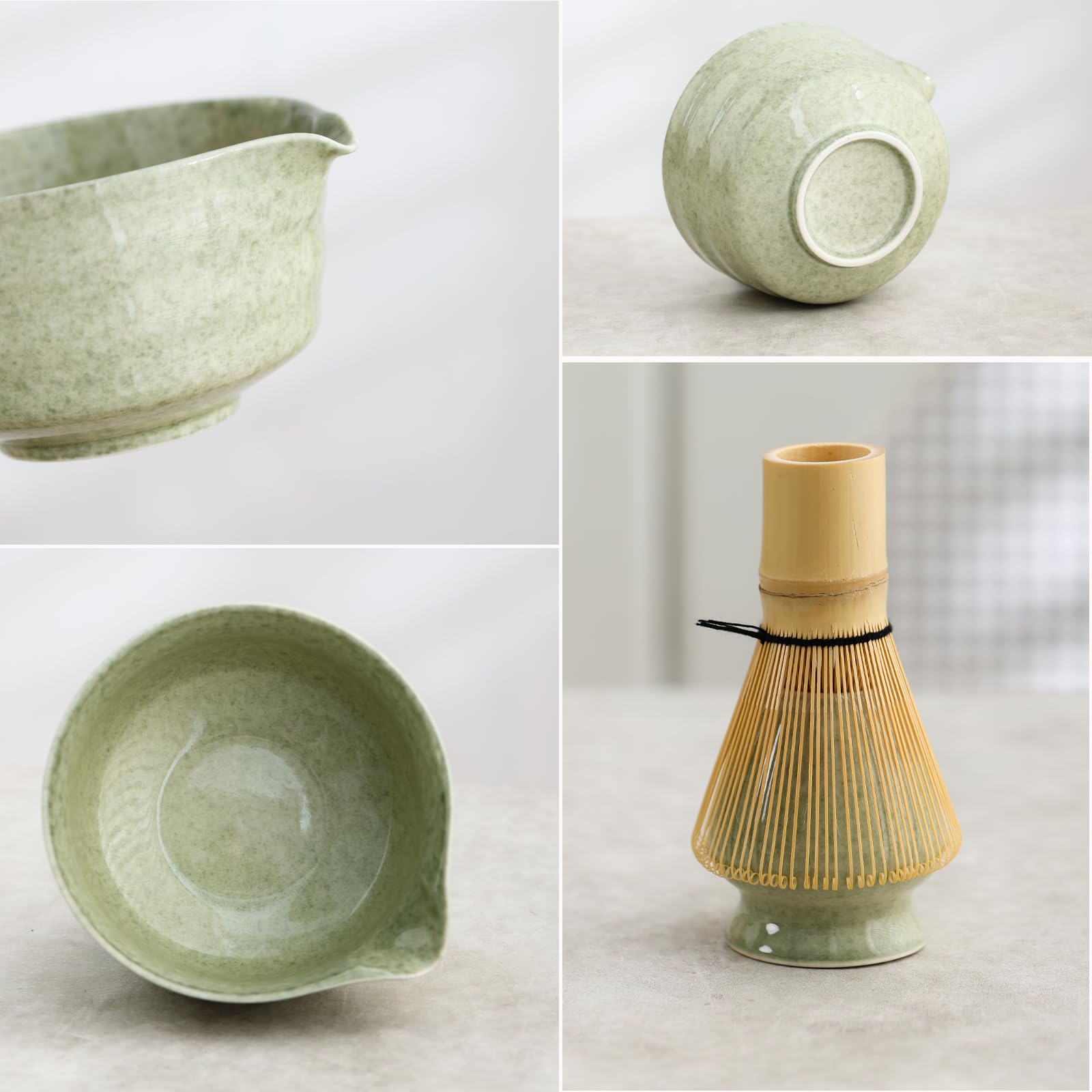 Ochcahser Matcha Set, Japanese Tea Set Includes Matcha Bowl With Spout, Matcha Whisk Holder, Bamboo Matcha Whisk And Bamboo Scoo