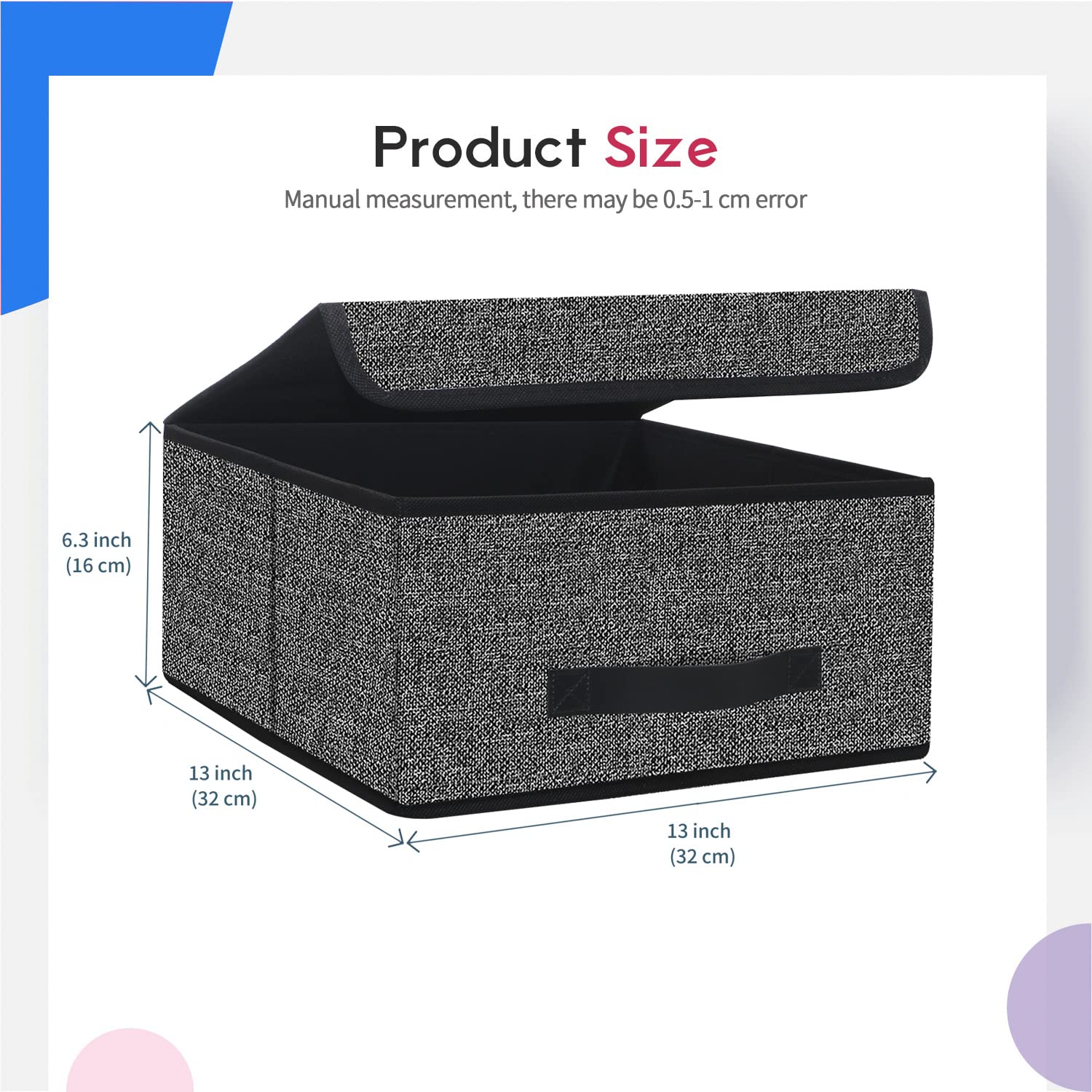 Onlyeasy Foldable Storage Bins Cubes Boxes With Lid - Storage Box Cube Cubby Basket Closet Organizer Pack Of Two With Leather Ha