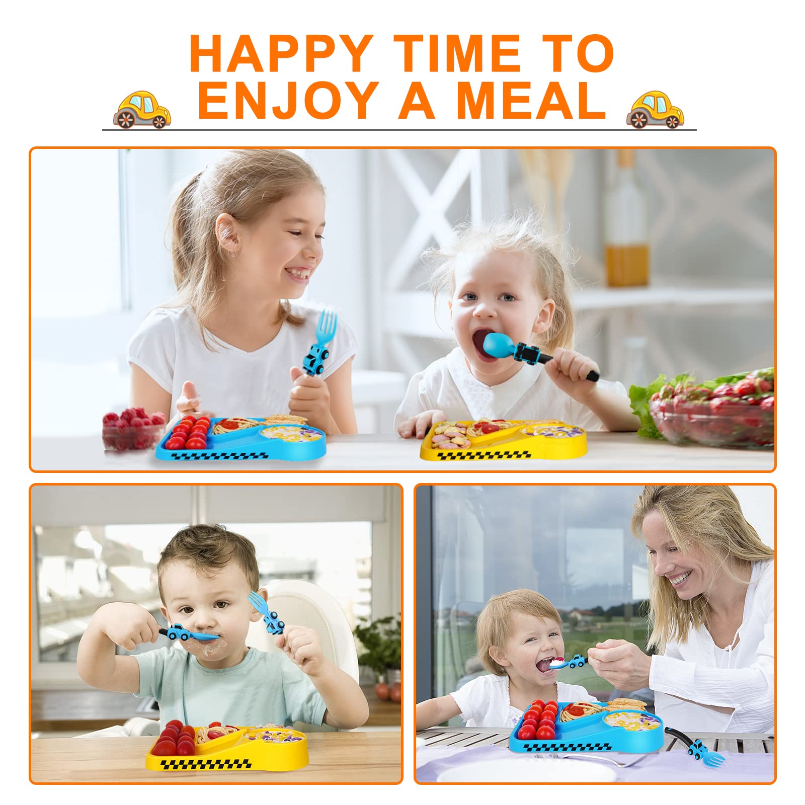 Construction Toddler Utensils - Toddler Forks and Spoons - Toddler Spoon and Fork Set - for Toddler Utensils - Baby Utensils - P