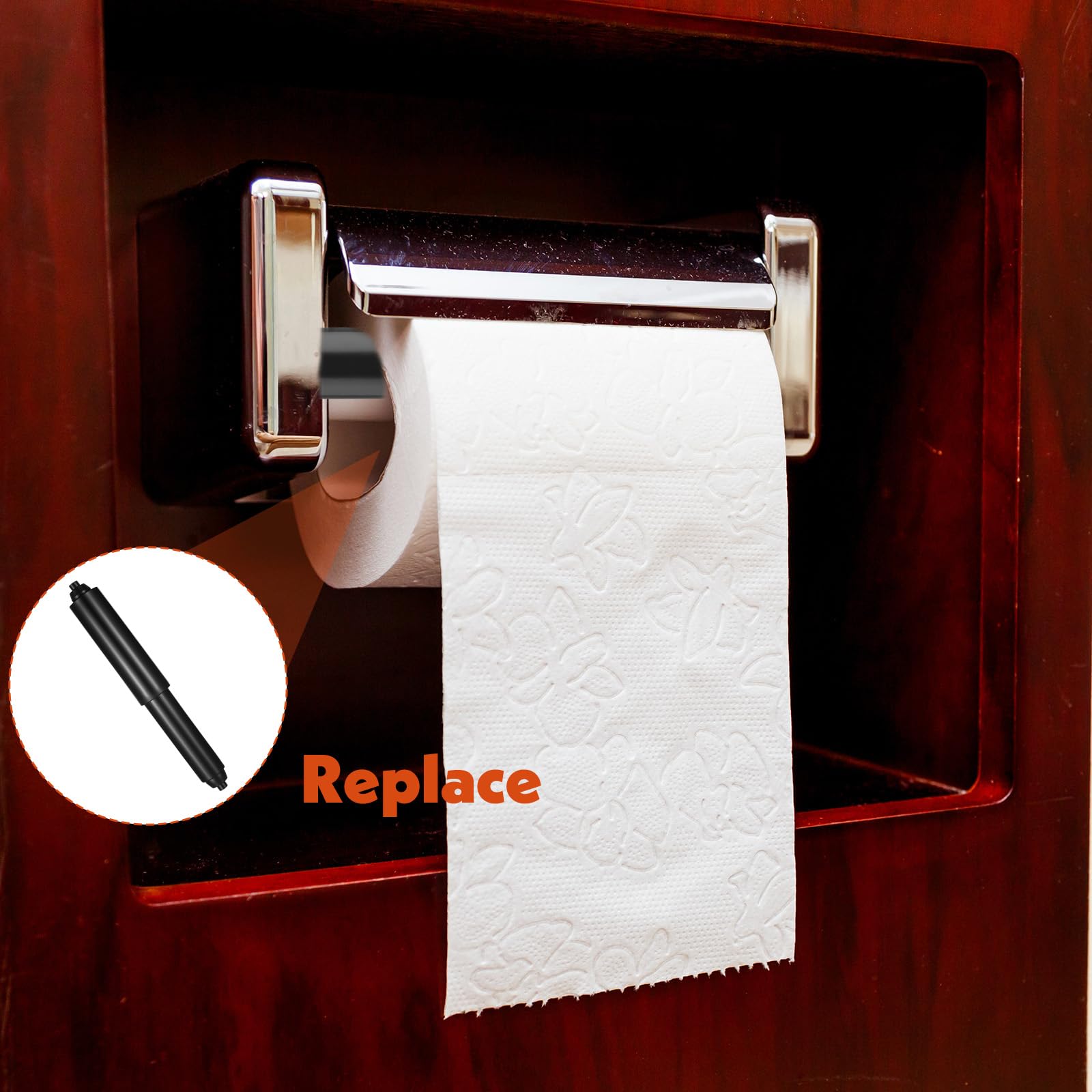 2Pcs Replacement Toilet Paper Holder Roller, Universal Toilets Paper Spring Rod, Adjustable Toilet Papers Roll Holder, Plastic T