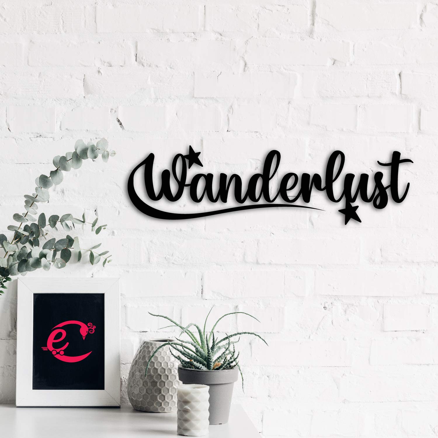 eCraftIndia Wanderlust Black Engineered Wood Cutout Wall Art Decor - Travel-Inspired Wall Hanging For Home And Office - Gift For