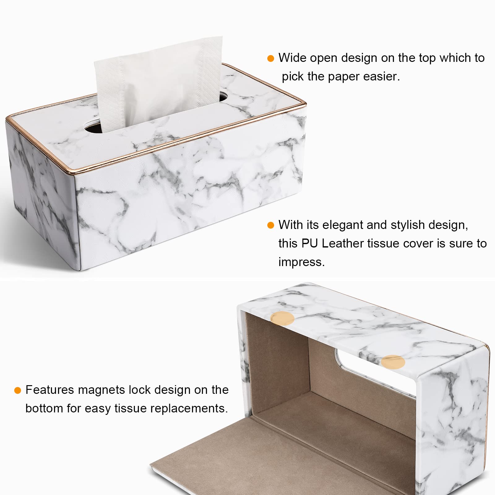 Tissue Box Cover Rectangular, Pu Leather Tissue Box Holder For Kleenex, Napkin, Rectangle Tissue Box Covers, Tissue Holder For B