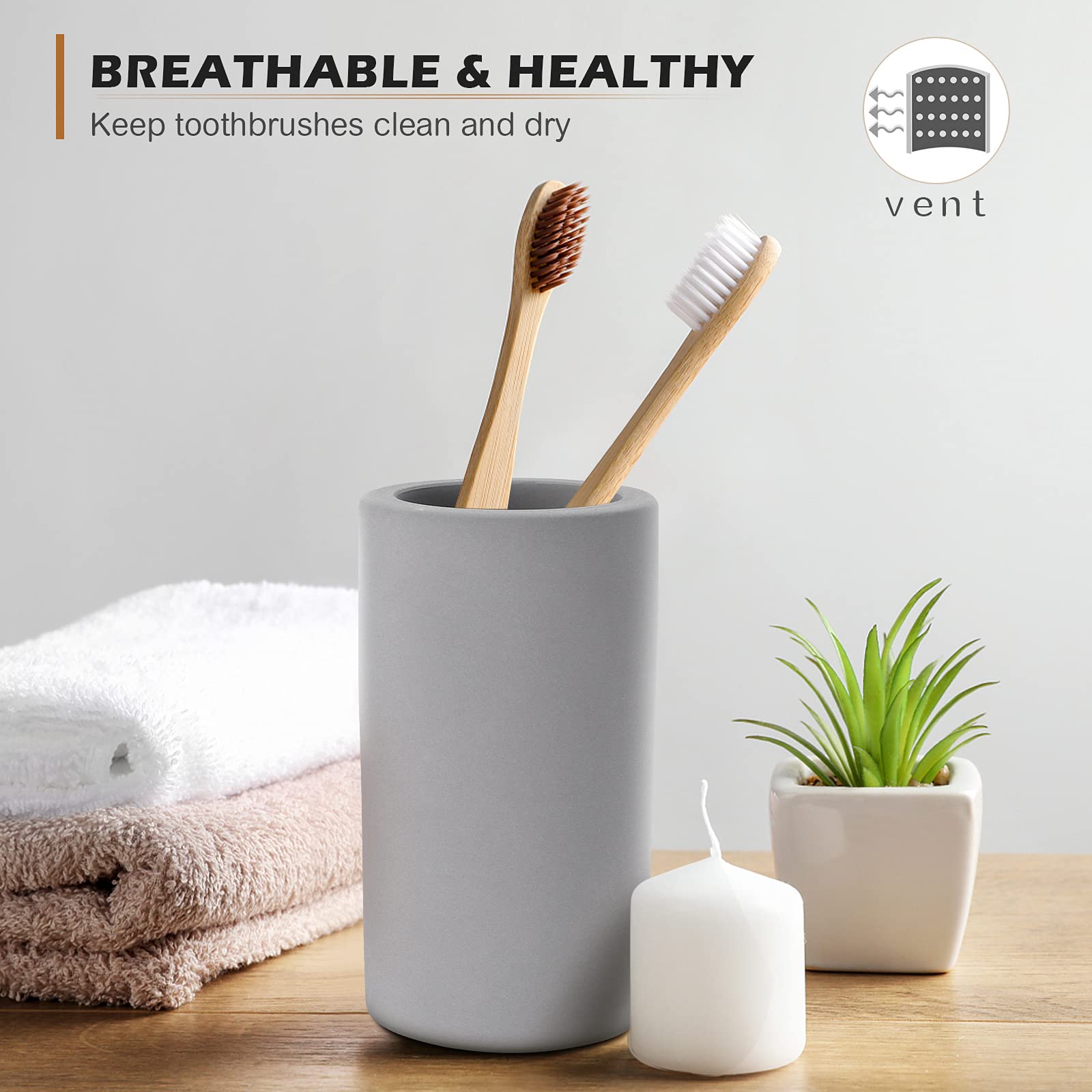 Diatomite Toothbrush Holder, Bojdopie Water Absorption Quick Drying Bathroom Countertop Organizer, Stand Cup For Toothpaste Make