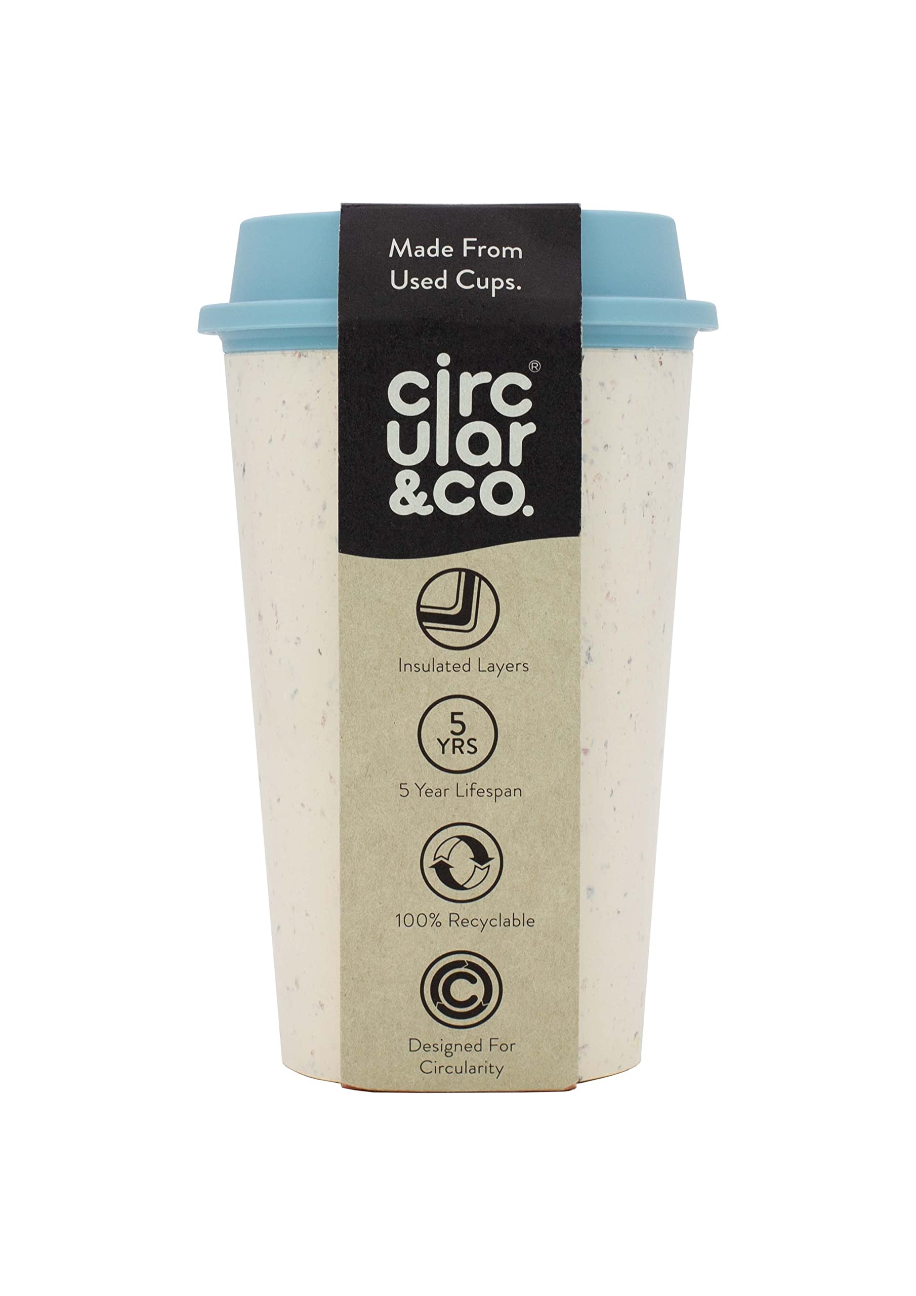 Circular Now Cup - 12Oz/340Ml Reusable Coffee Cup Made From Recycled Single Use Cups. Insulated And Recyclable. (Cream & Faraway