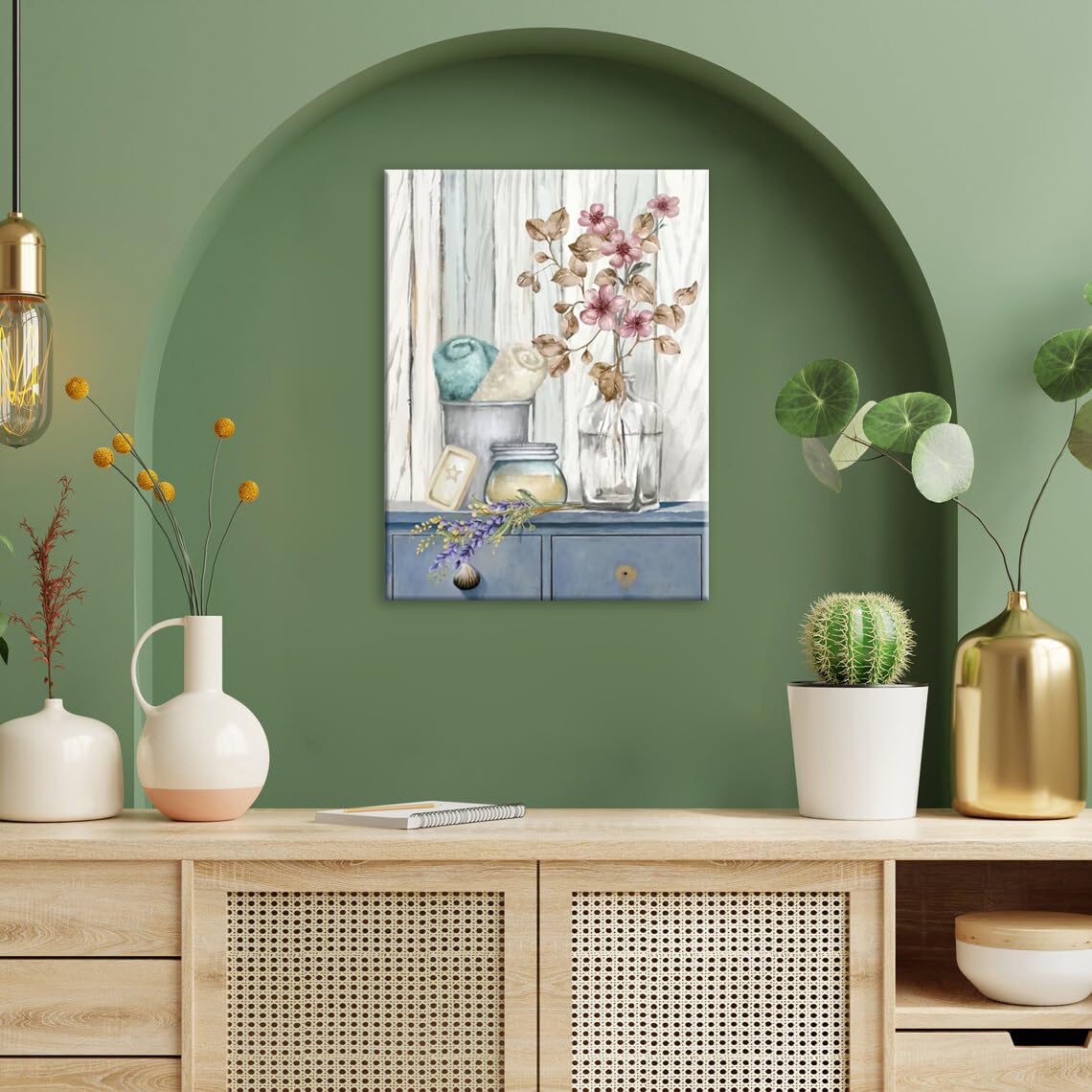 Bathroom Decor Wall Art Farmhouse Flower Pictures Floral Bathroom Wall Decor Bath Towel Bathroom Pink Poppy Vase Canvas Prints B