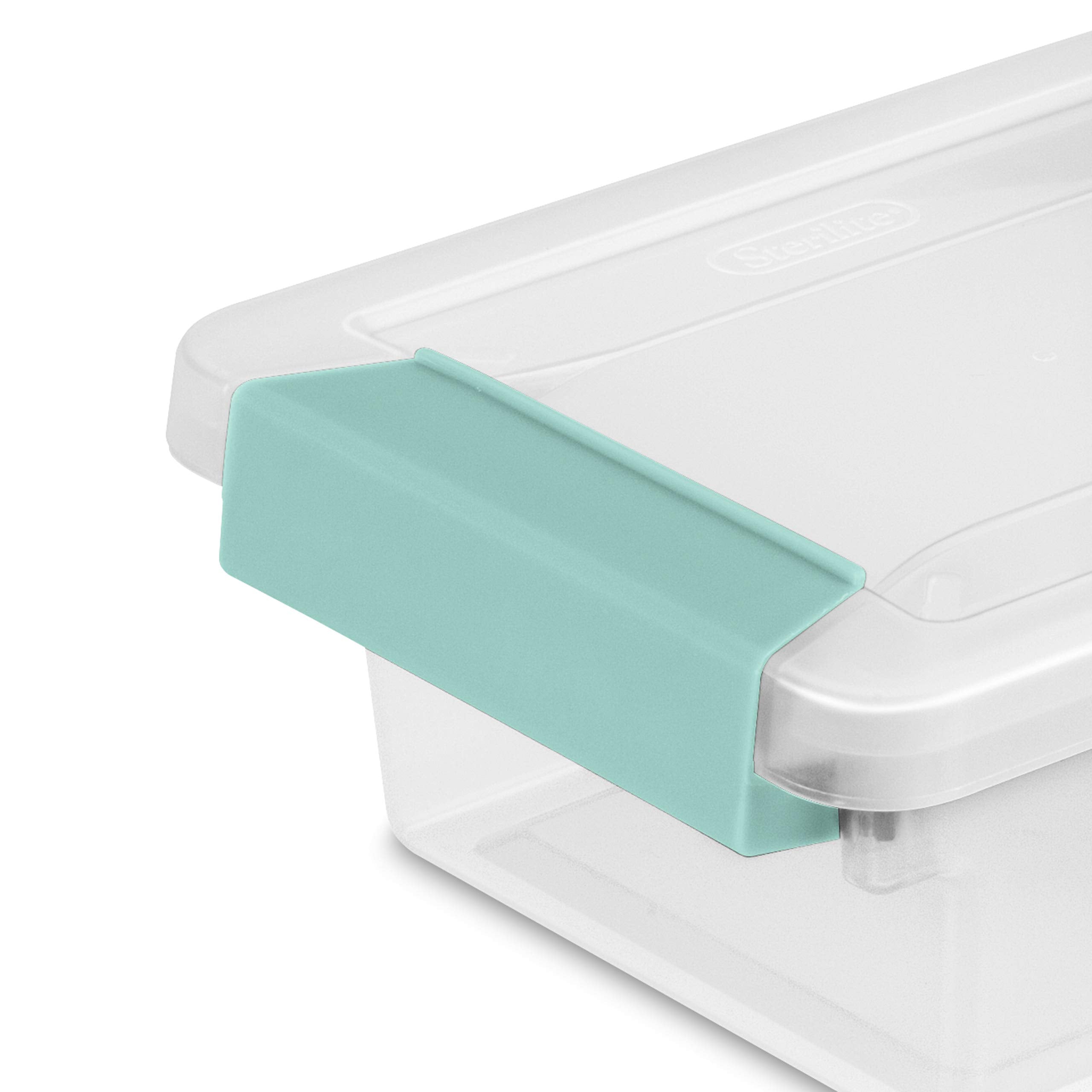 Sterilite Mini Clip Box, Stackable Small Storage Bin With Latching Lid, Plastic Container To Organize Office, Crafts, Clear Base