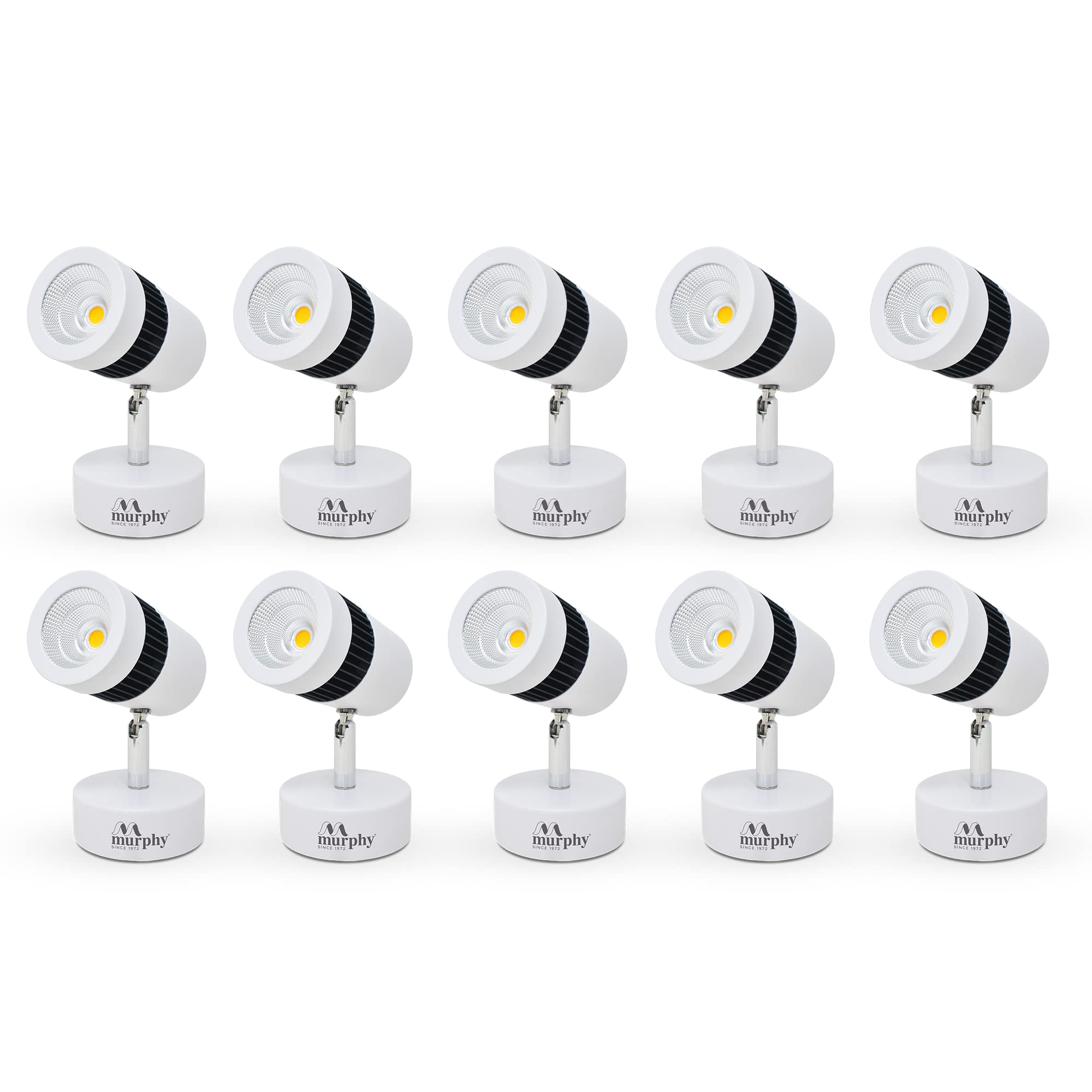 Murphy 10W Adjustable Aliminum Led Wall Cob Surface Mounted Spot Light With 2 Years Warranty (Warm White, Pack Of 10)
