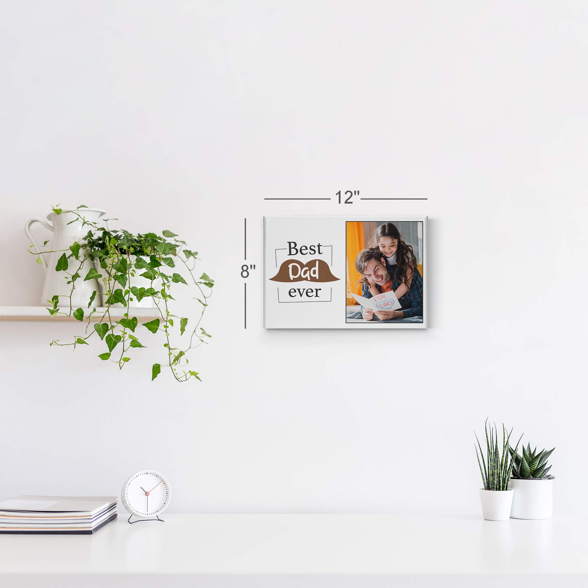 Smile Art Design Custom Photo Print Canvas Print with Your Photo Personalized Photo Best Dad Ever Quote Personalized Gifts for Dads 15x22 inches