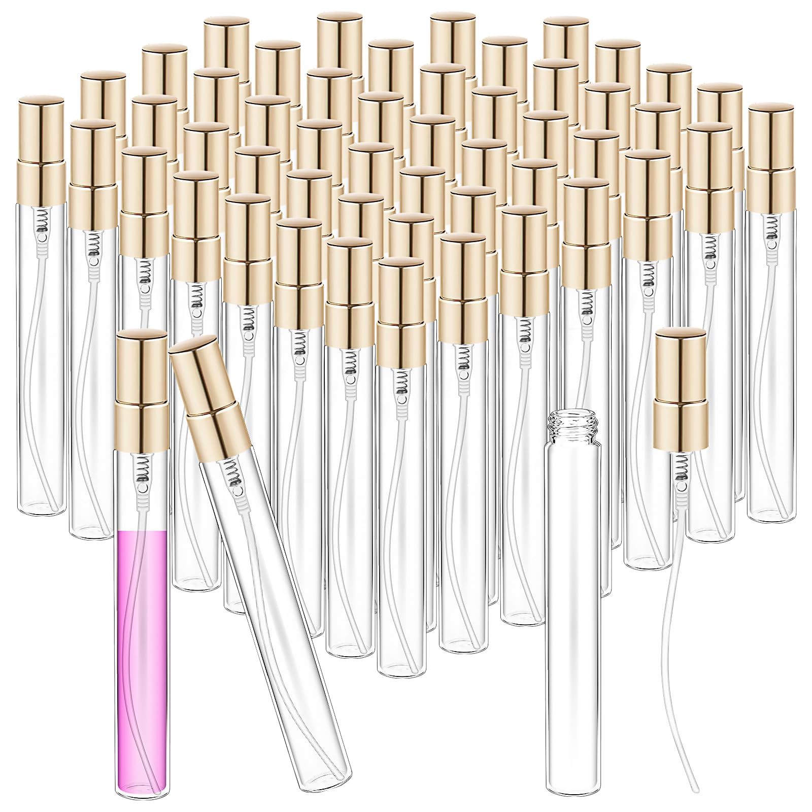 KisSealed 50 Pcs 10ml Perfume Sample Bottles,Refillable Glass Spray Bottles