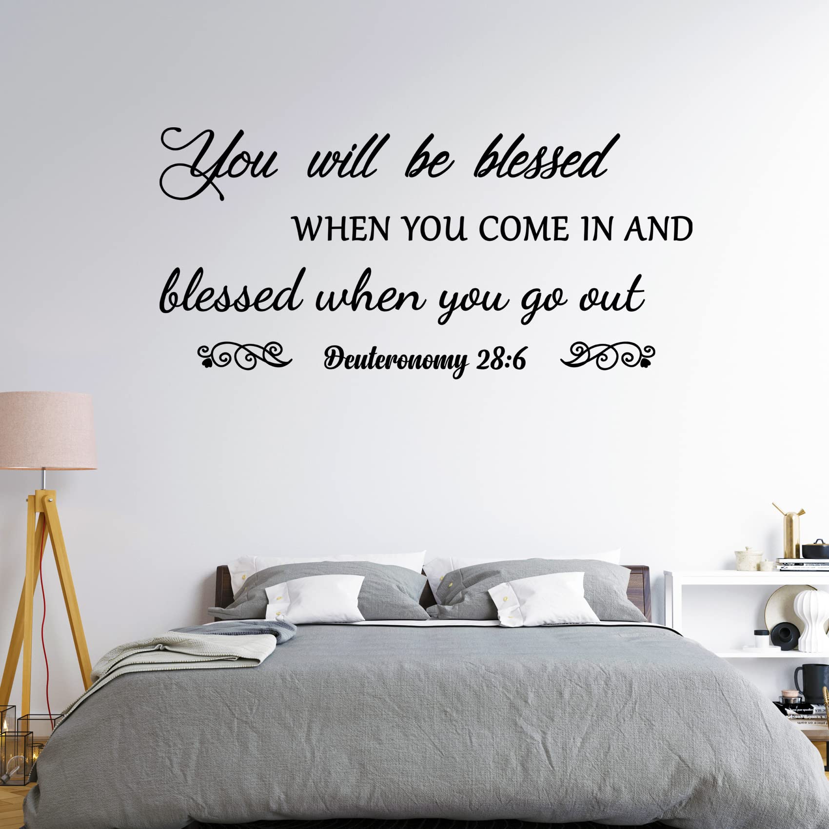 You Will Be Blessed When You Come In And Blessed When You Go Out - Deuteronomy 28:6 Quote Wall Decal, Living Room Prayer Sticker