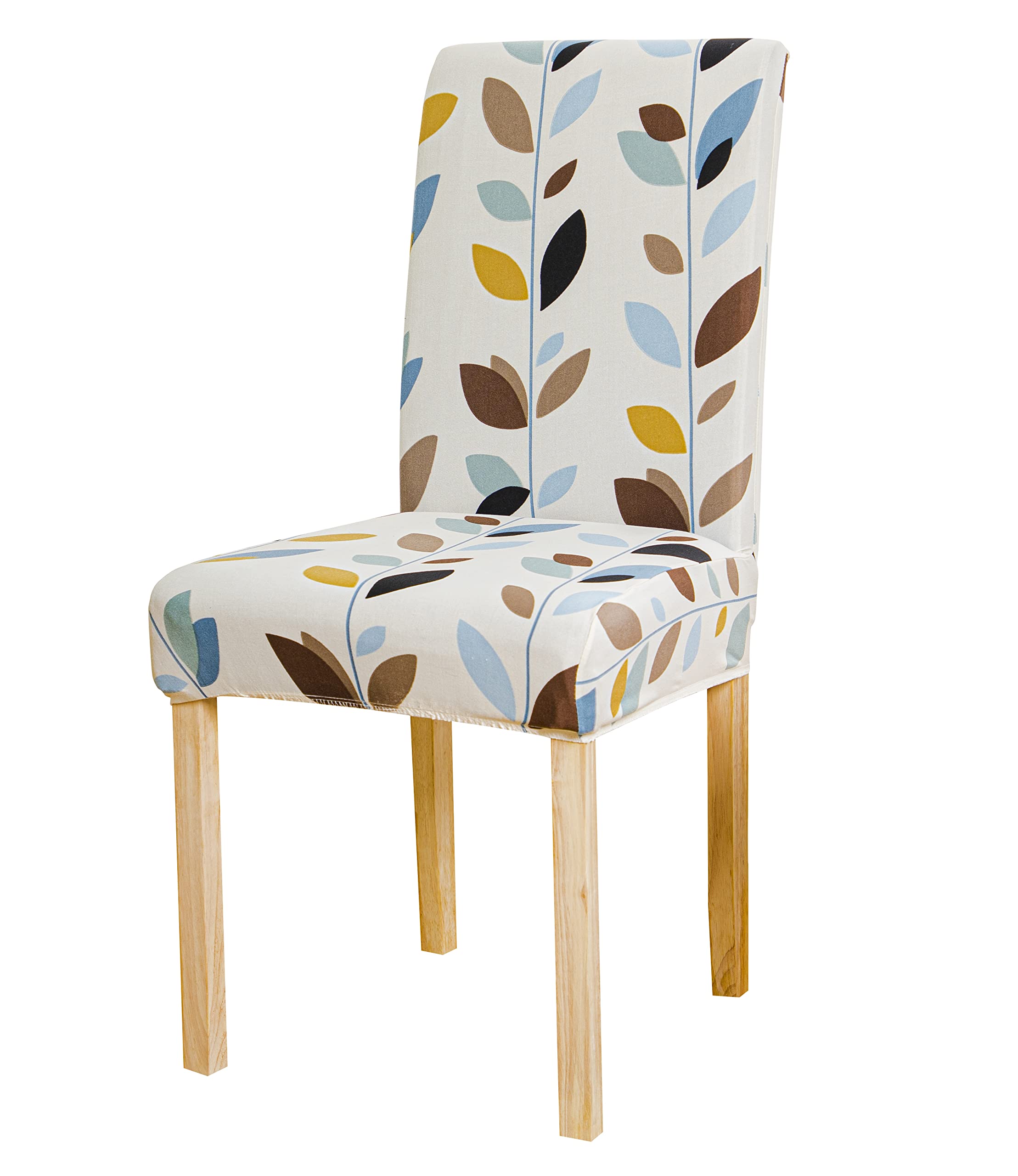 House Of Quirk Elastic Chair Cover Stretch Removable Washable Short Dining Chair Cover Protector Seat Slipcover (White Leaf)