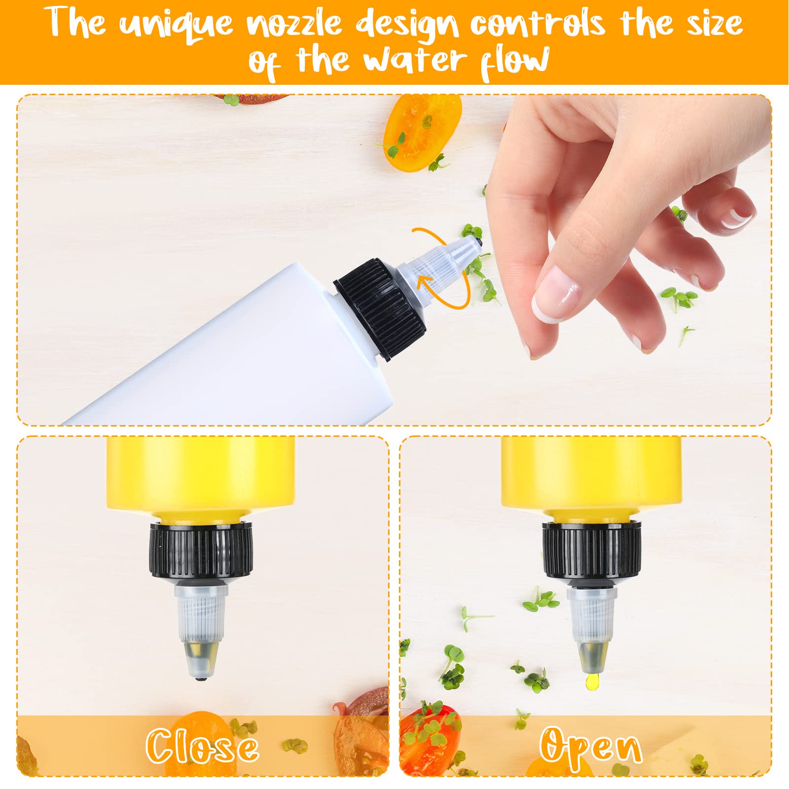 Eccliy 50 Pack 8.5 Oz Plastic Squeeze Condiment Bottles With Twist On Cap Lids, Sauce Squeeze Bottle Multipurpose Squirt Bottles