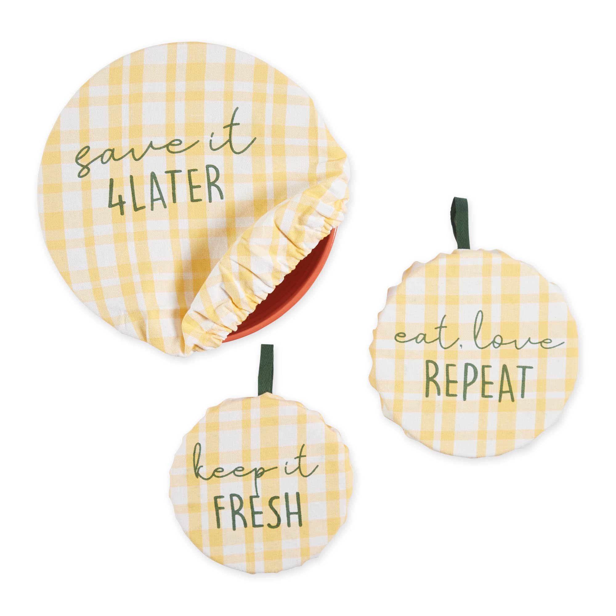 YELLOW KEEP IT FRESH REUSABLE DISH COVER SET/3