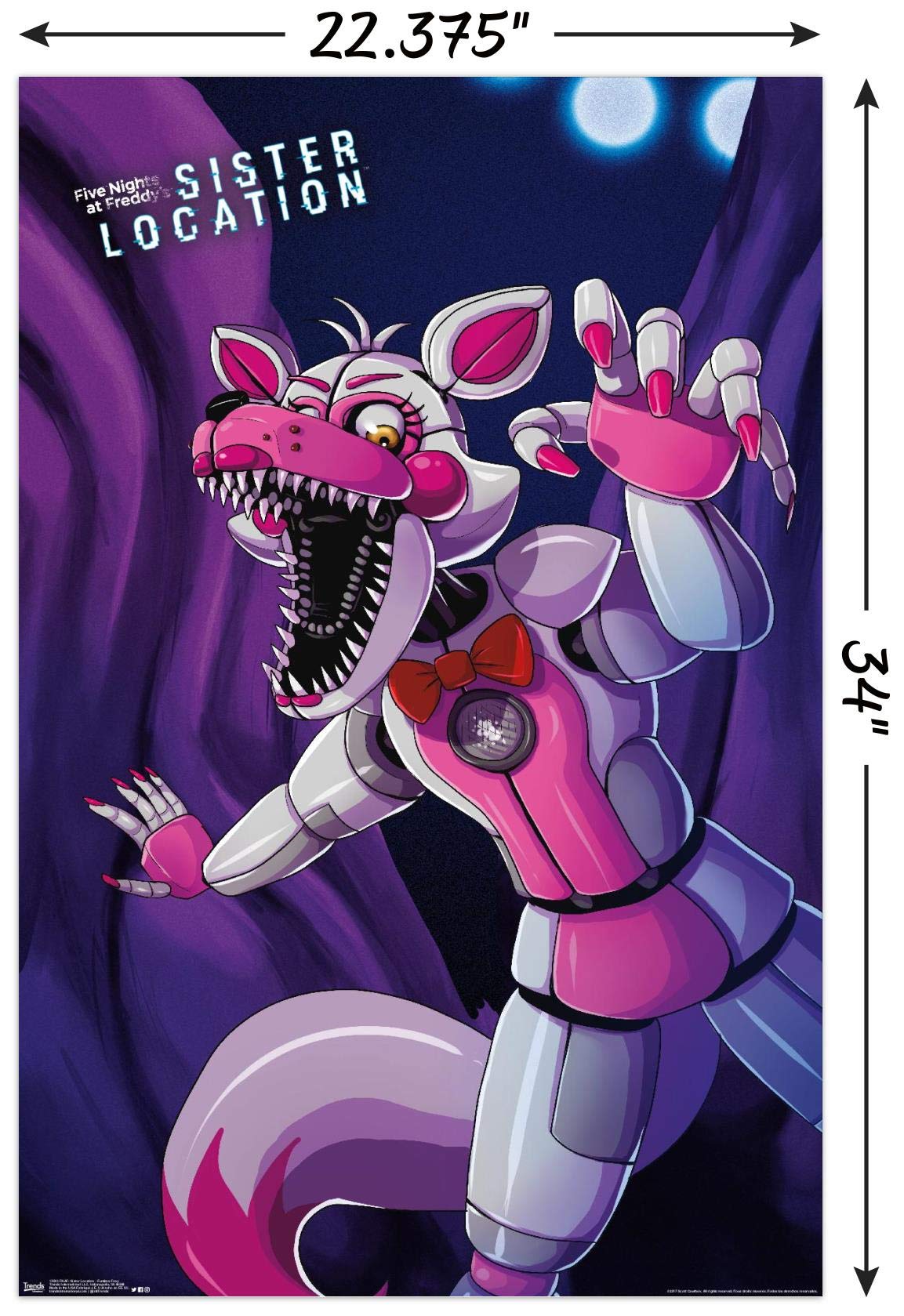Trends International Five Nights At Freddy'S: Sister Location - Funtime Foxy Wall Poster, 22.375'' X 34'', Poster & Clip Bundle
