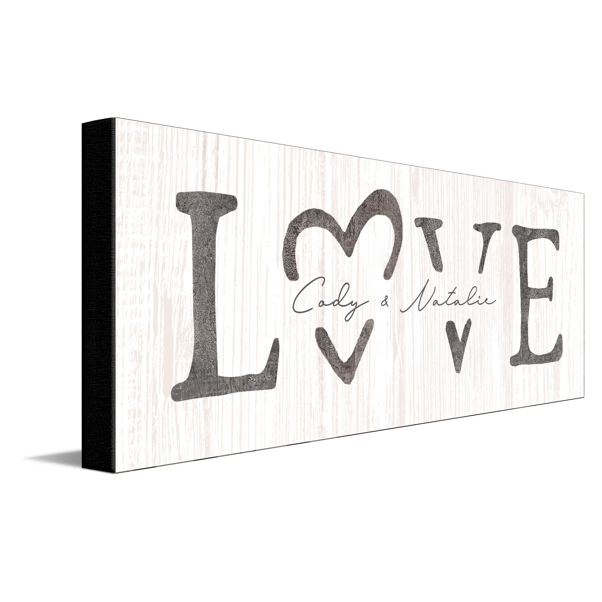 Personal-Prints Love Customized Couples Art - Personalized Romantic Canvas Art Gift With Your Names | Custom For Valentines Day