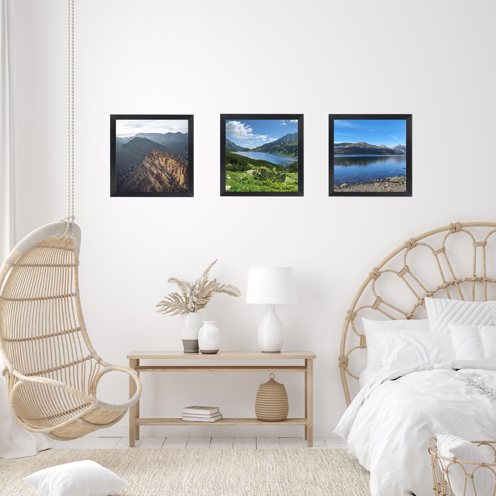 JCJMY 6x6 Picture Frame Set of 2 for Wall Hanging or Tabletop, 6 x 6 Square Wall Gallery Poster Photo Frame with Shatter Resista