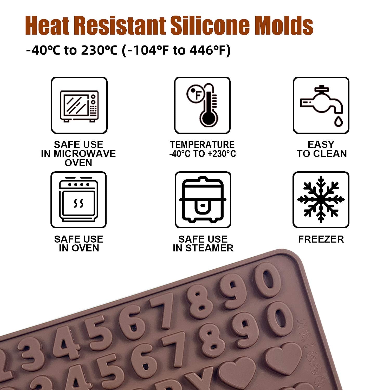 Walfos Silicone Letter Mold And Number Chocolate Molds - Non-Stick Letter Chocolate Mold, Made Of Food Grade Silicone, Bpa Free,