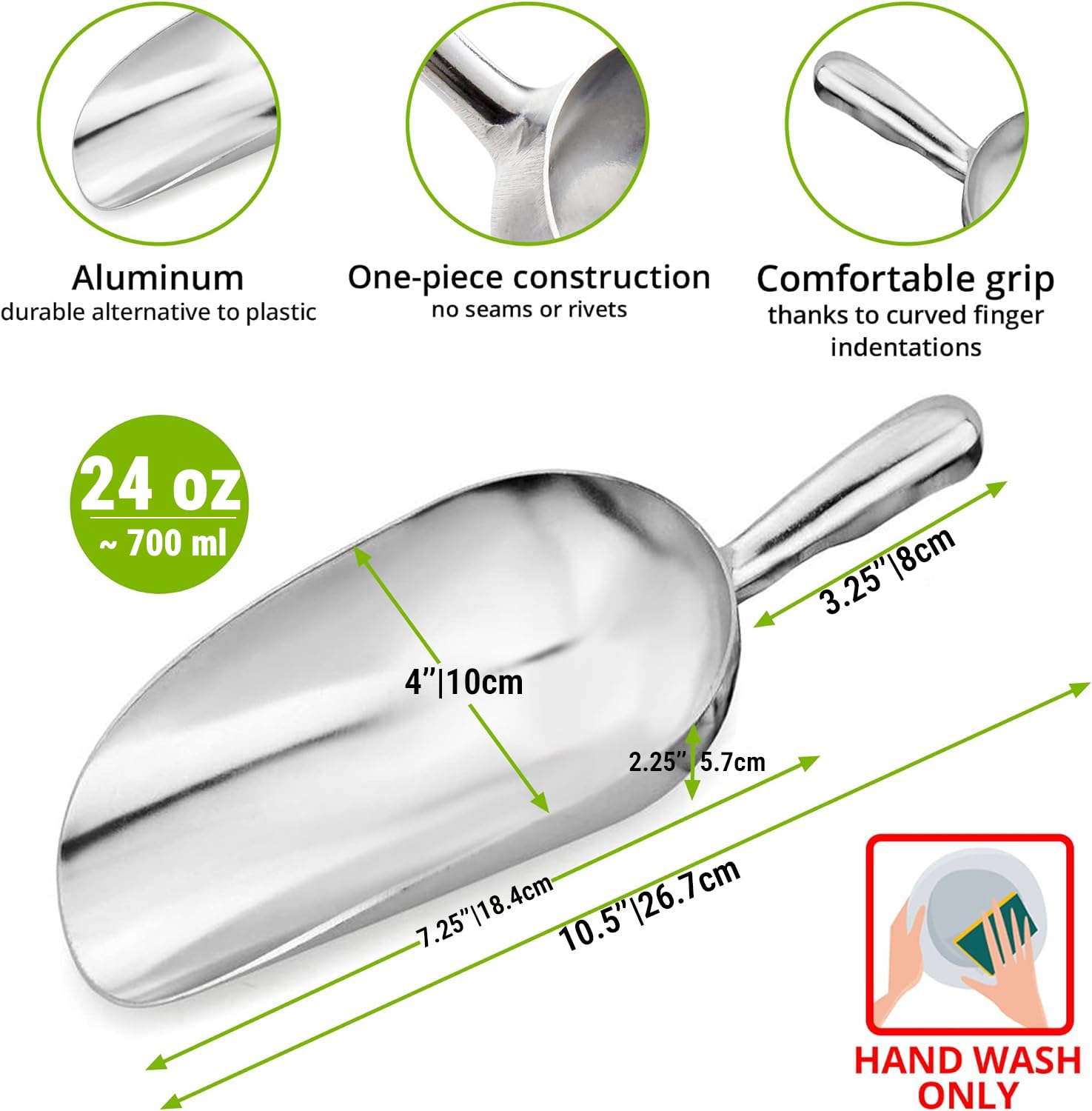 Cusinium 24 Oz Aluminum Ice Scoop With Holder