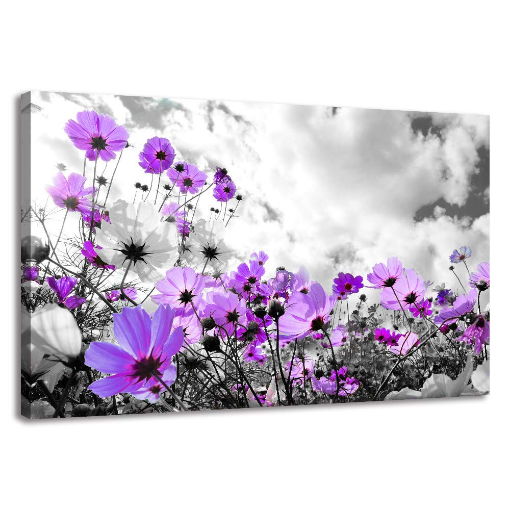 Canvas Wall A Rt Modern Purple Flowers Canvas Art Wall Decor Black And White Framed Galsang Floral Prints And Posters Wall Hangi