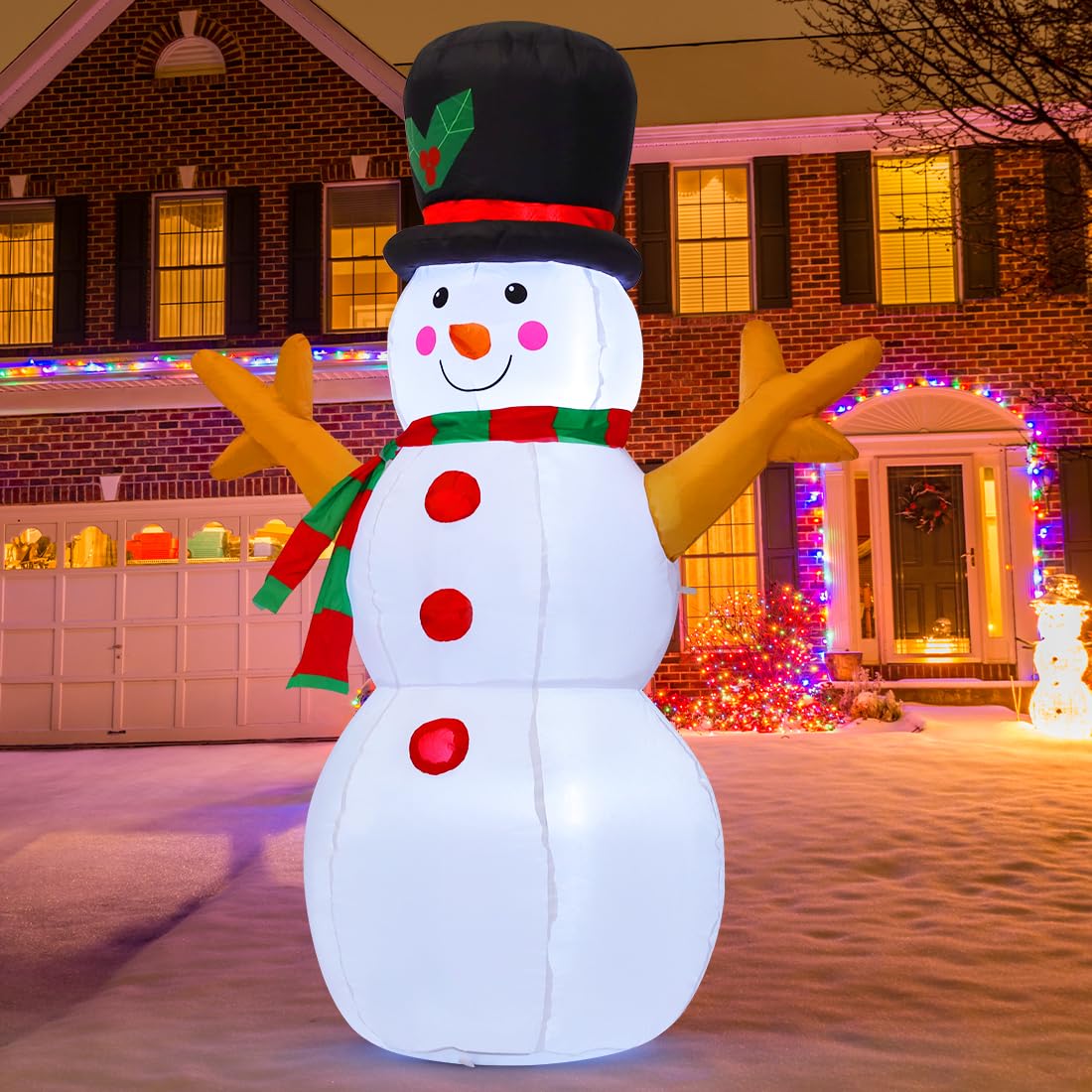 GOOSH 5 FT Christmas Snowman Inflatable Decoration Blow Up Snowman Outdoor Christmas Yard Decoration with Branch Hand Blow Up Ho