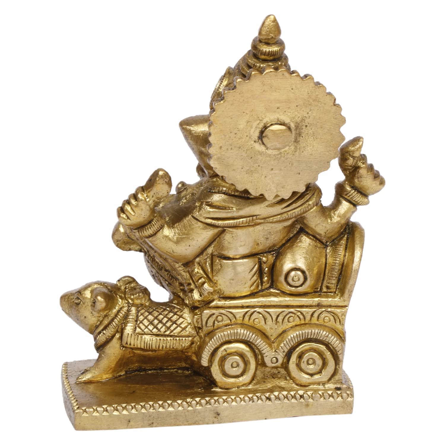 Kartique Brass Ganesh Riding On Mushak Cart Ganesha Bhagwan Statue Ganpati Idol Murti For Home Entrance Decor Diwali Gift Ganesh
