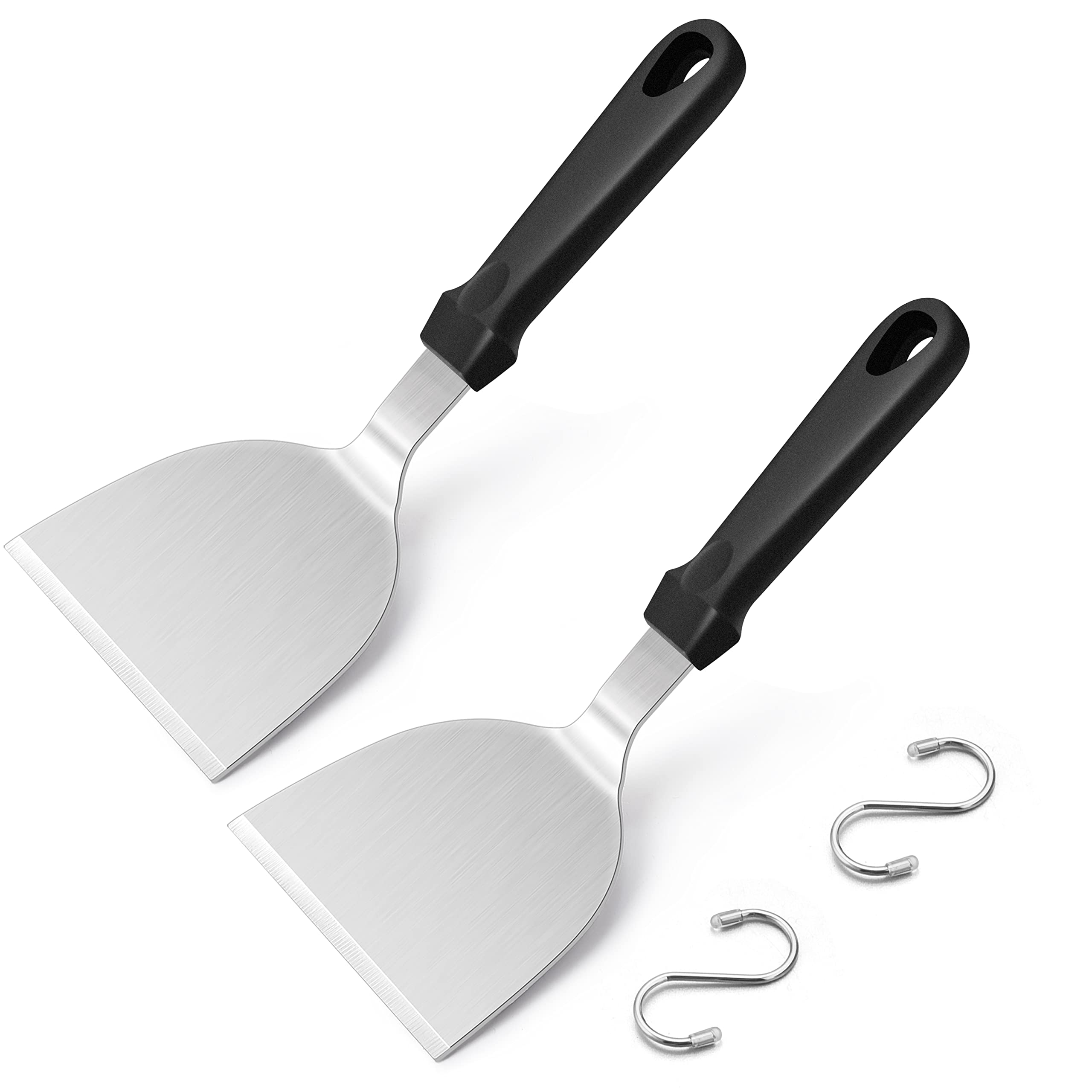 Metal Spatula Set Of 2, Hasteel 10 X 4.7In Stainless Steel Griddle Turner Flipper, Flat Top Griddle Teppanyaki Hibachi Tools For