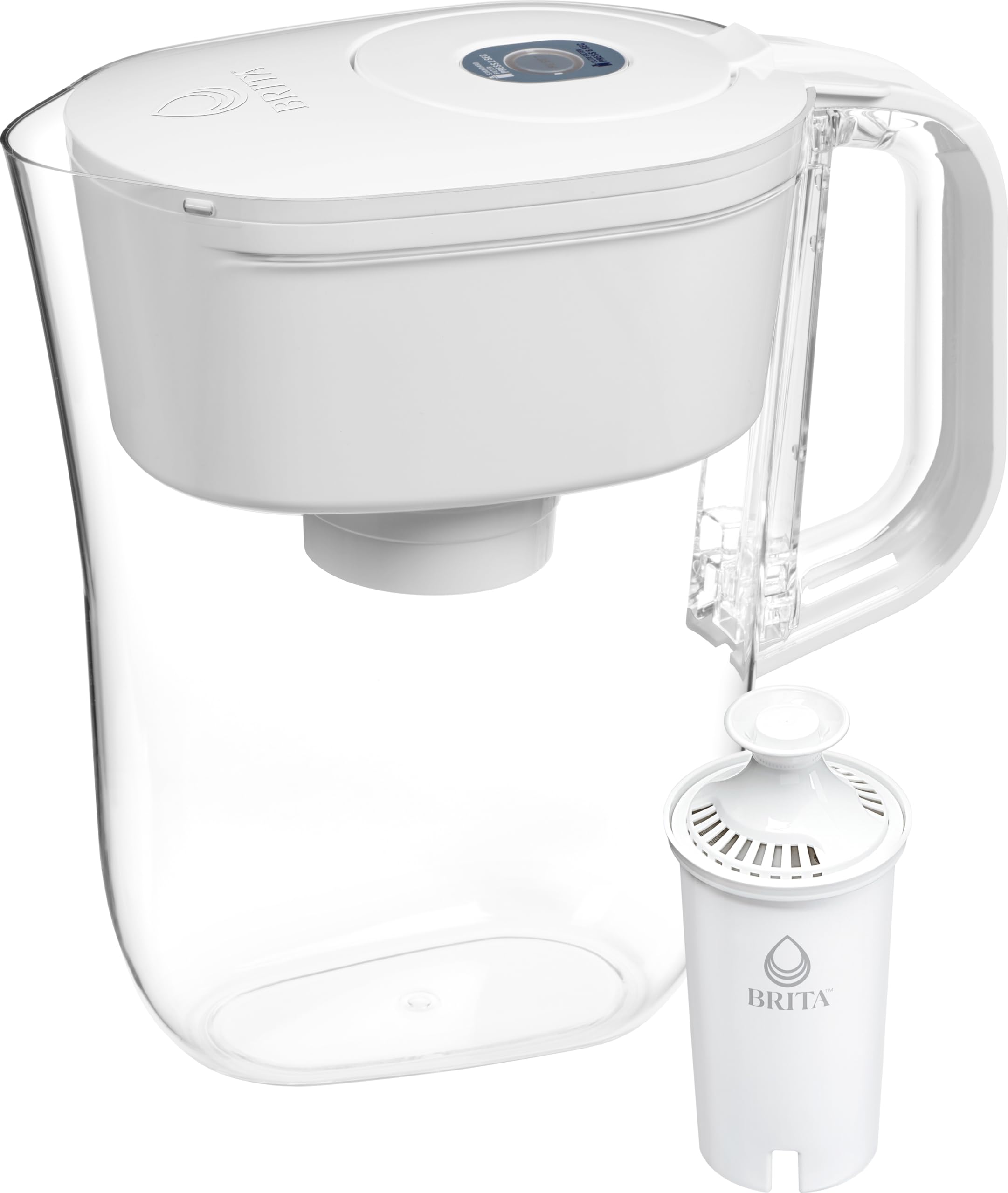 Brita Small 6 Cup Denali Water Filter Pitcher With 1 Brita Standard Filter, Made Without Bpa, Bright White