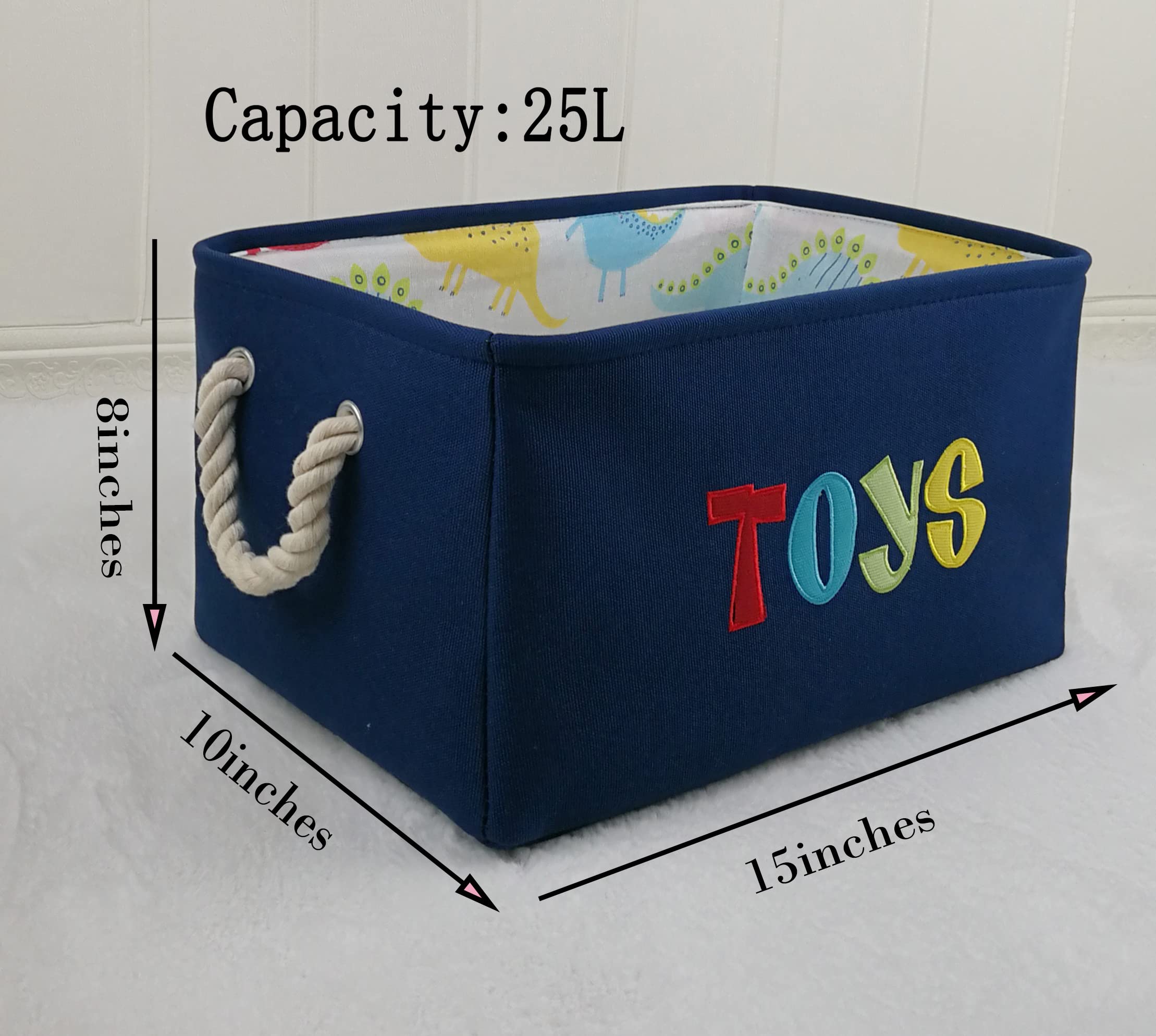 MAIZMZ Toy Box Chest Boy Storage Basket Collapsible Rectangular Organizer Bin for Home/Dorm/Kitchen/Pet/Office/Closet/Shelf/Gift Baskets(Navy toys)