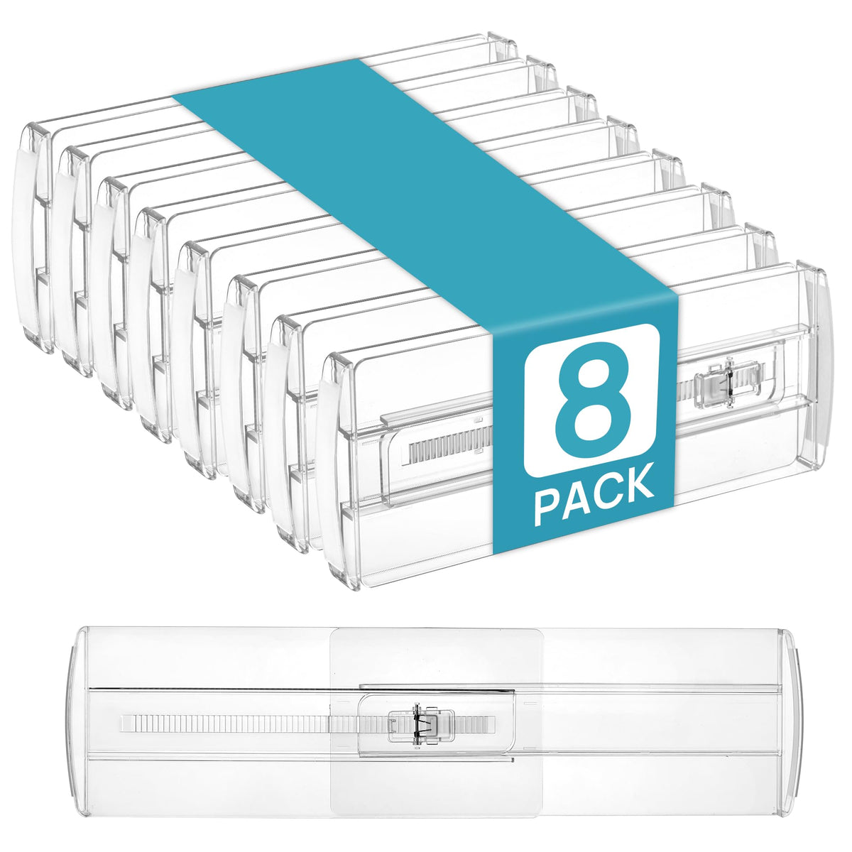 Vtopmart 8 Pack Drawer Dividers for Clothes, Adjustable 4'' High Expandable from 10.6''-17'' Dresser Drawer Organizer, Clear Pla