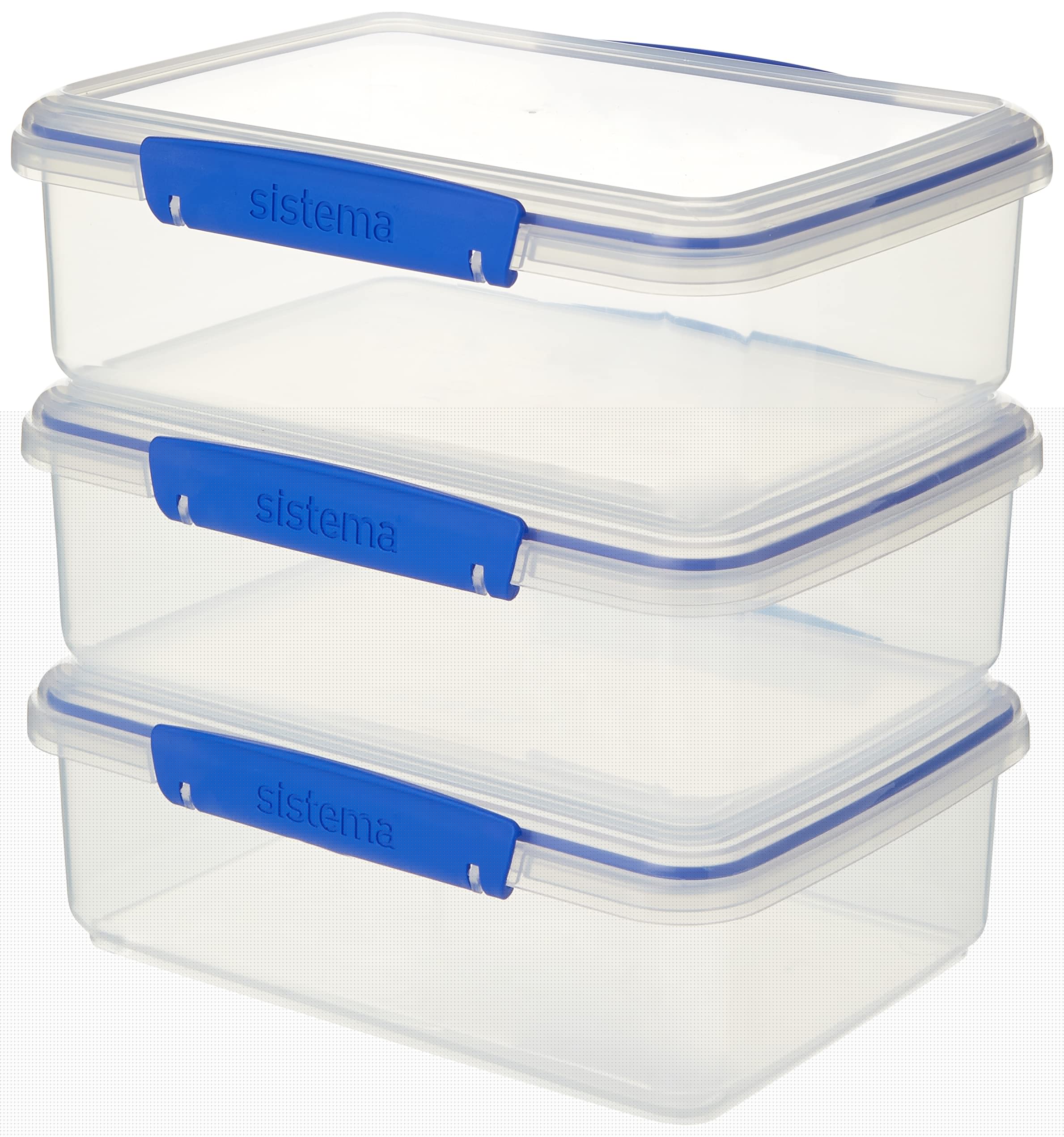 Sistema Klip It Collection Rectangle Food Storage Containers 67 Ounce/ 8.4 Cup Each, Set Of 3