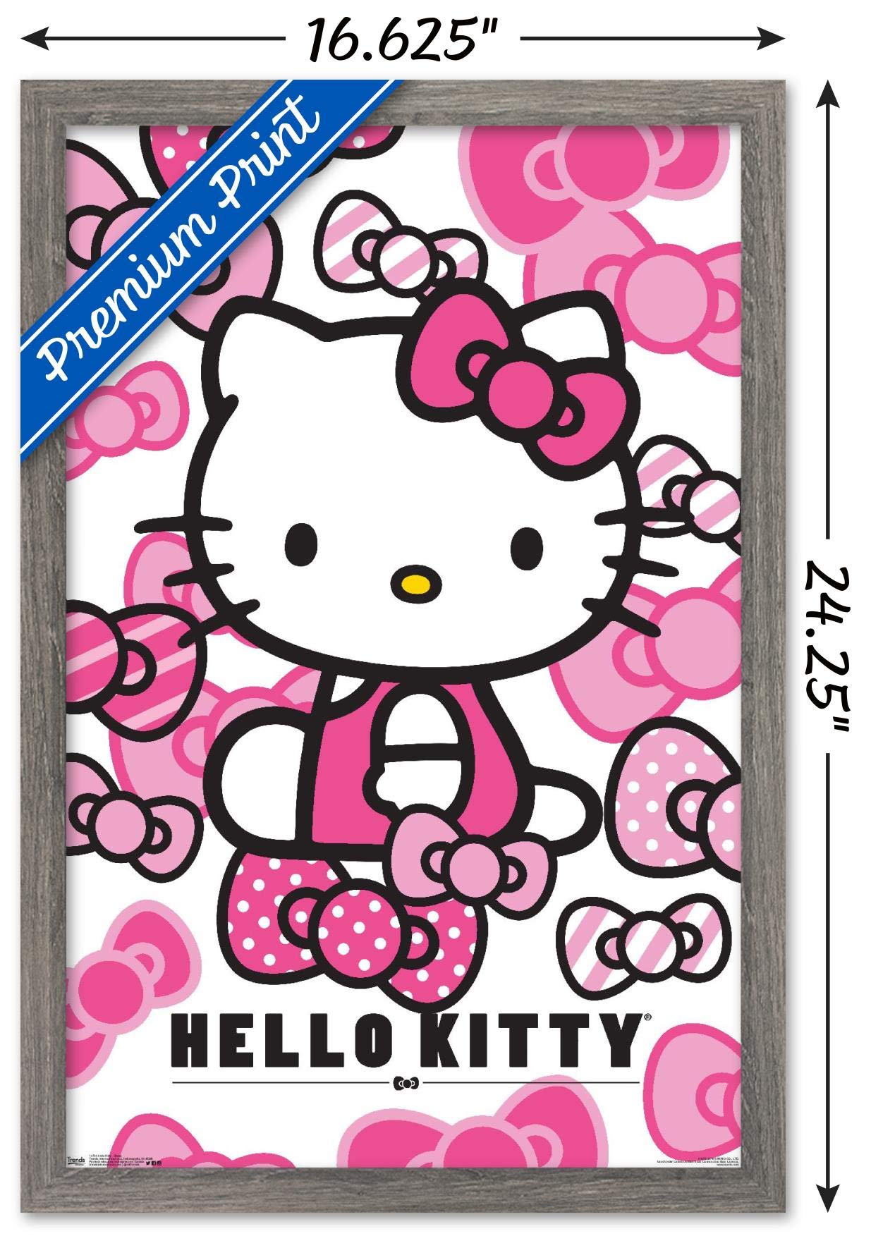 Trends International Hello Kitty - Bows Wall Poster, 14.725'' X 22.375'', Barnwood Framed Version