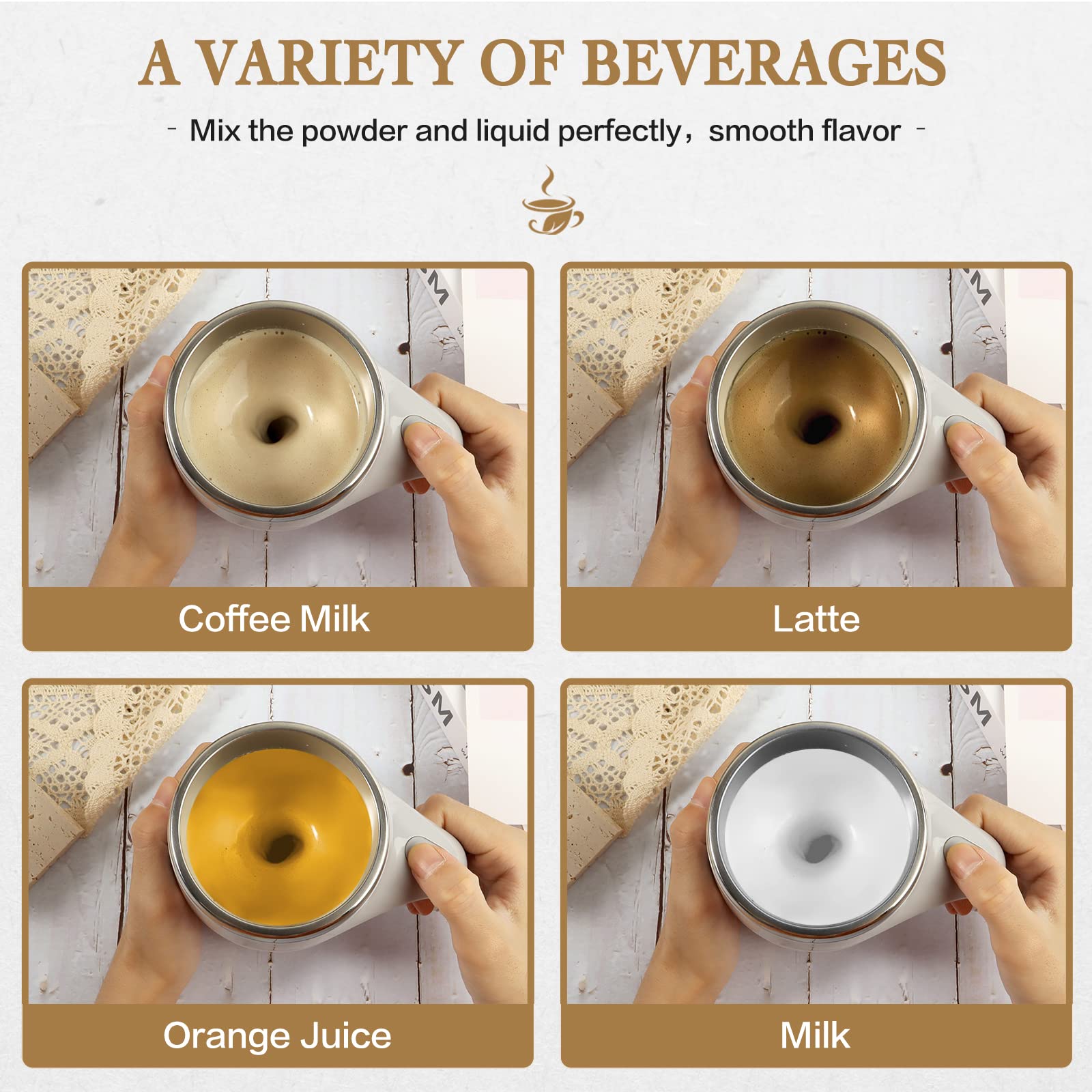 Self Stirring Mug,Rechargeable Automatic Magnetic Self Stirring Coffee Mug,Rotating Home Office Travel Mixing Cup,To Stir Coffee