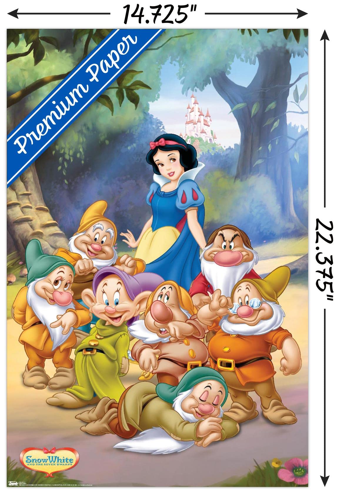 Trends International Disney Snow White And The Seven Dwarfs - Group Wall Poster, 14.725'' X 22.375'', Premium Poster & Mount Bun
