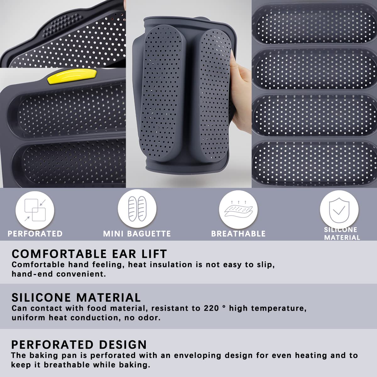 Doerdo Silicone French Baguettes Baking Mould Non-Stick French Bread Baking Mould Silicone Loaf Pan For Home Restaurant