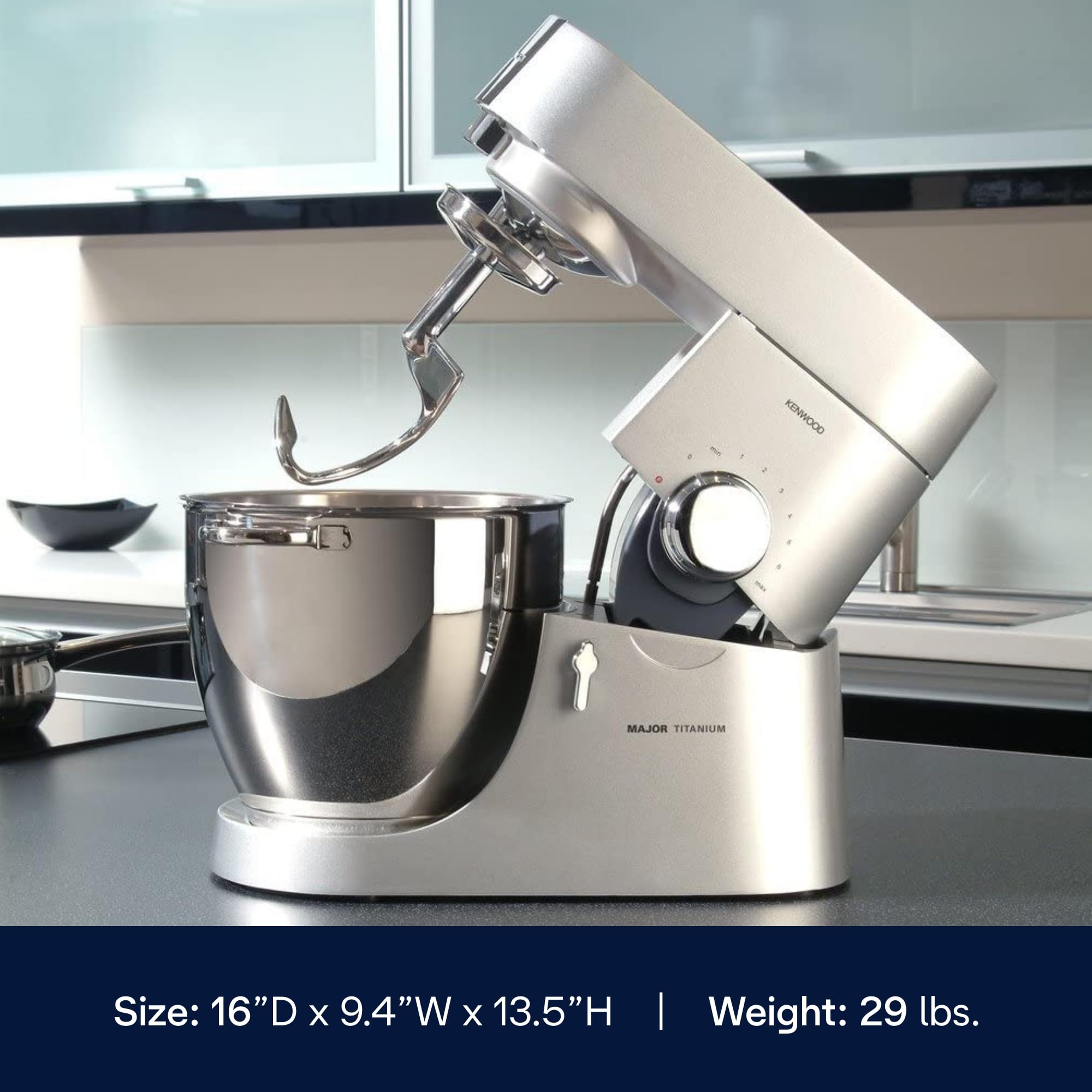 Kenwood Chef Titanium Kitchen Machine, Stainless Steel - 7 Qt - Kitchen Mixer - 800W Motor & Electronic Variable Speed Control -