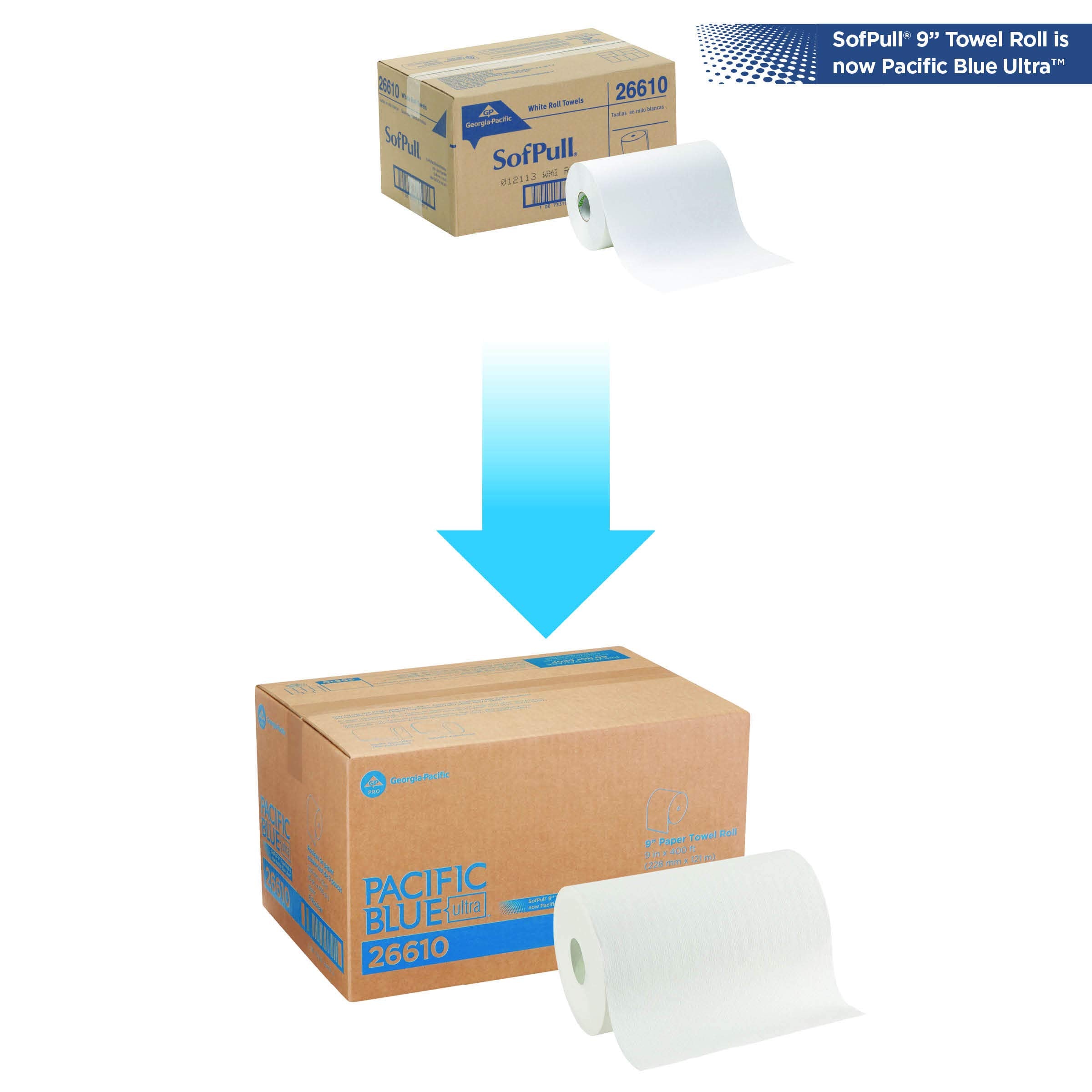 Georgia-Pacific Towel Roll, 1-Ply, 9-3/4'' X 400' Length, 6Rl/Ct, White