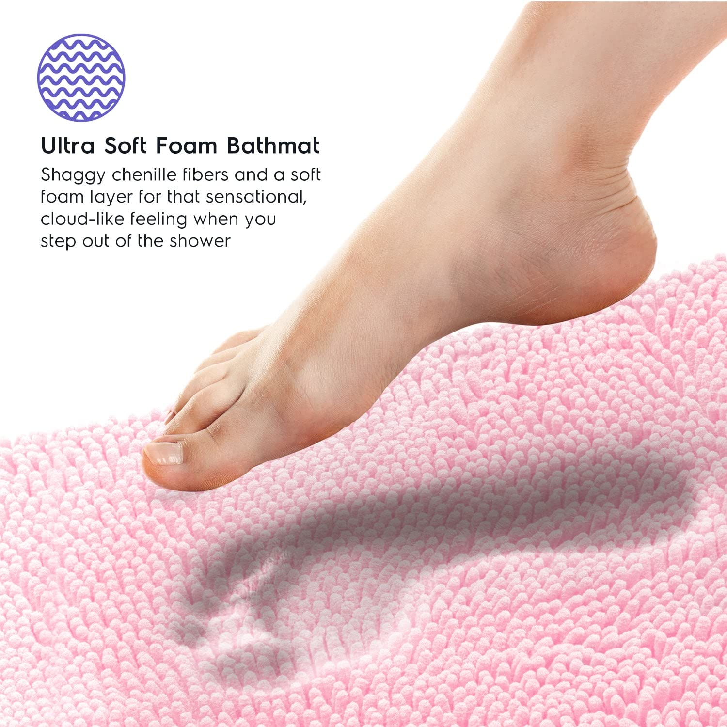 Tafts Bathroom Rugs And Mats Sets, Chenille Microfiber, Quick Dry, Ultra Soft Luxury, Shaggy Absorbent Non-Slip Washable Bath Ru