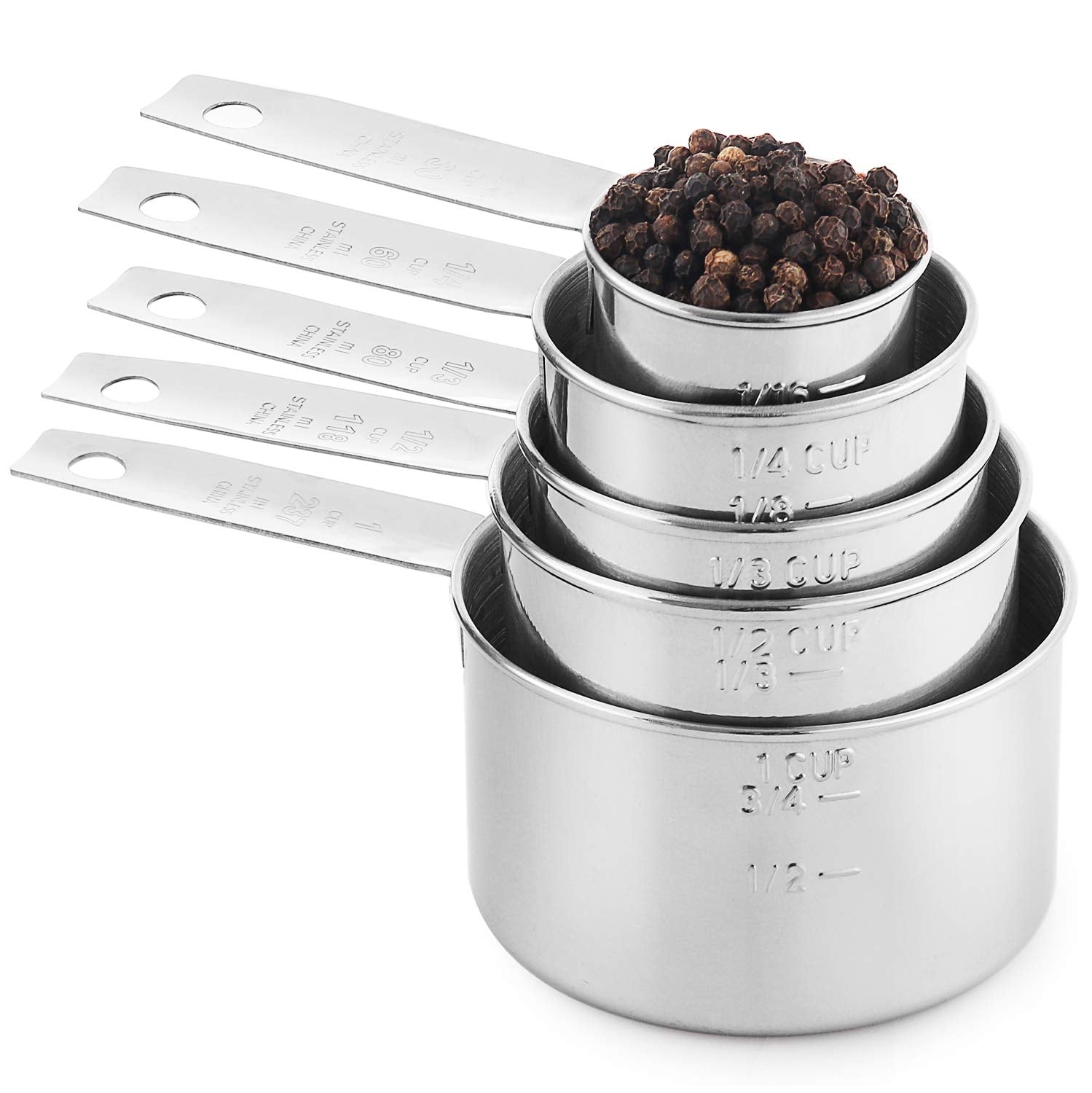Stainless Steel Measuring Cups, Laxinis World 5 Piece Stackable Measuring Set (1)