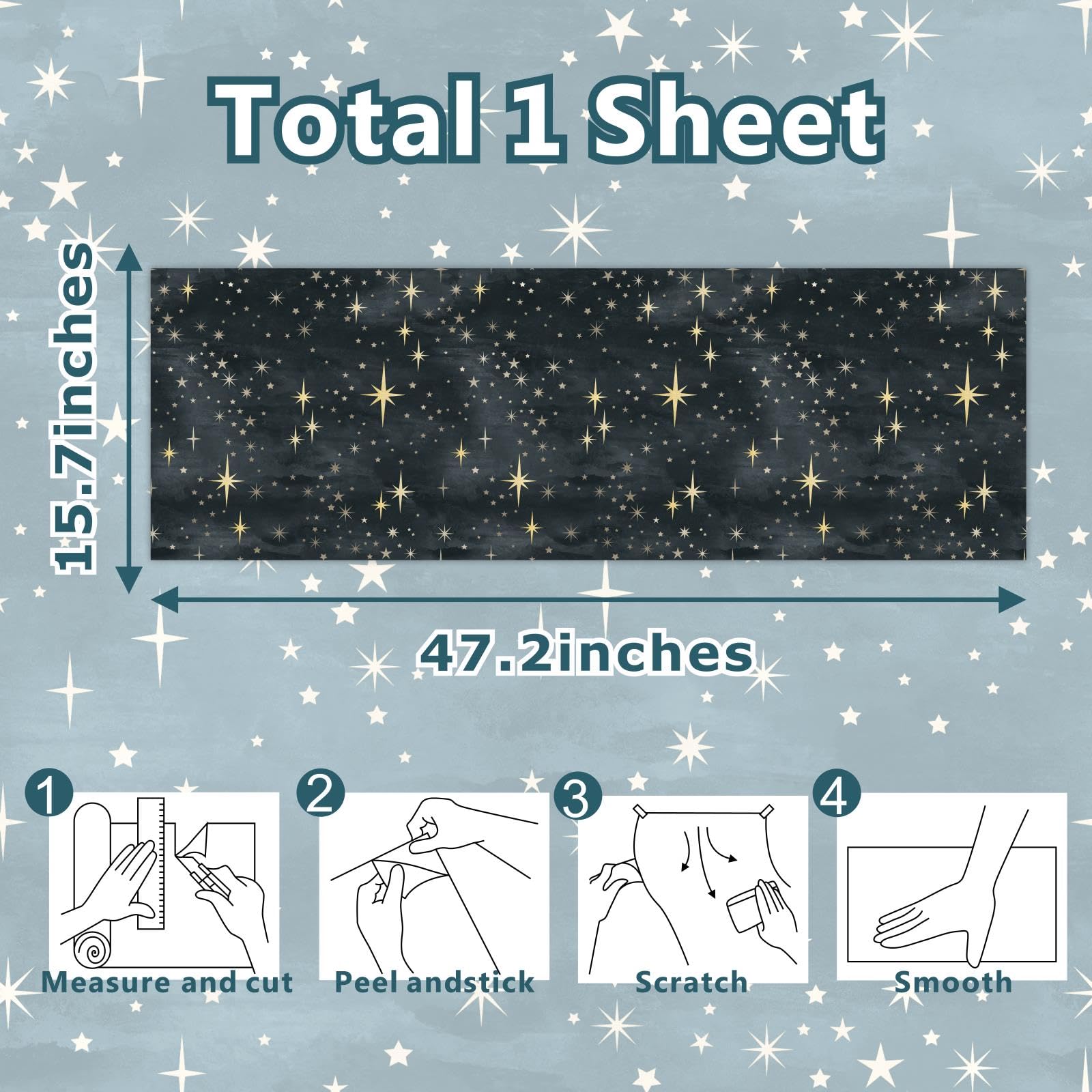 Black Peel And Stick Wallpaper Retro Star Wall Stickers Self Adhesive Wallpaper Yellow Starburst Contact Paper For Ceiling Decor