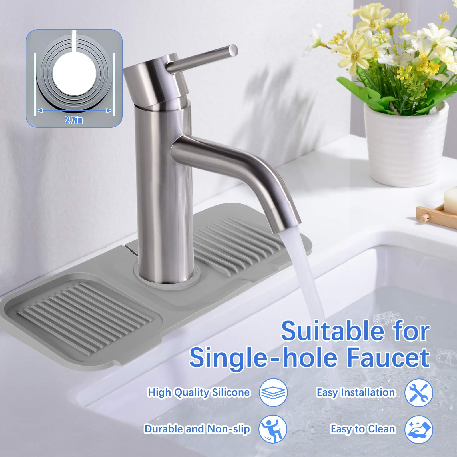 Joyhalo 18 Inches Kitchen Sink Splash Guard - Sink Faucet Drying Mat, Kitchen Faucet Splash Guard, Faucet Handle Drip Catcher Tr