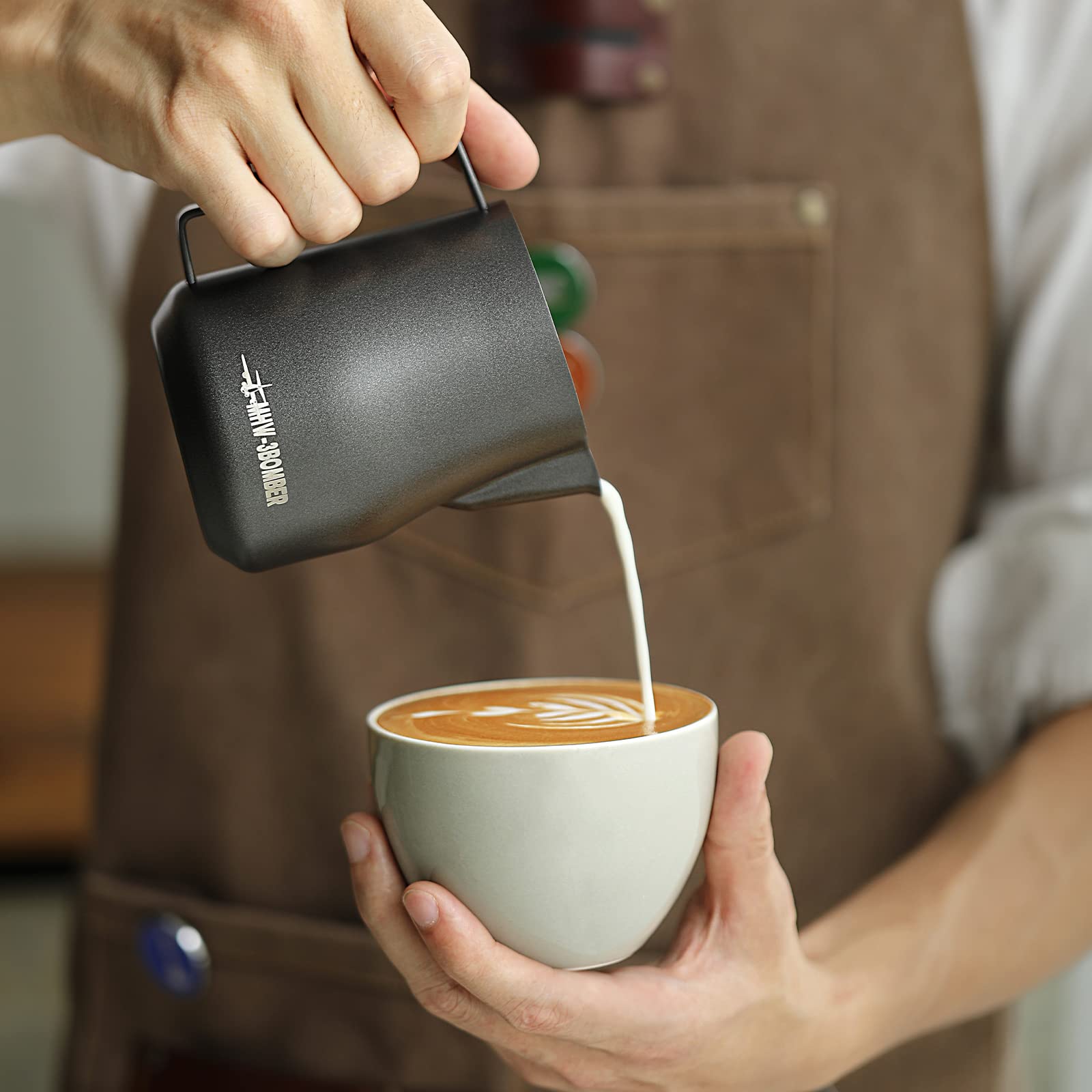 Mhw-3Bomber Milk Frothing Pitcher 12Oz Milk Frother Cup Espresso Steaming Pitcher Stainless Steel Milk Frother Cup Barista Latte