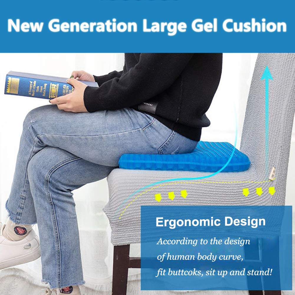 Large Gel Seat Cushion, Double Layer Egg Gel Cushion For Car Seat Office Wheelchair Chair, Breathable Chair Pads Help In Relievi