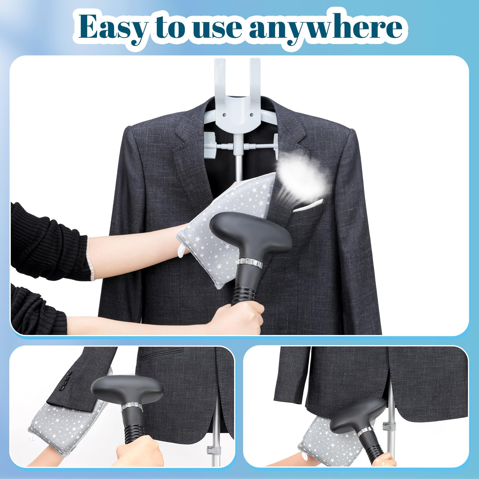 Cinpiuk Garment Steamer Rack & Garment Ironing Glove For Steaming Clothes, Adjustable Standinggarment Hanger Handled Mini Ironin